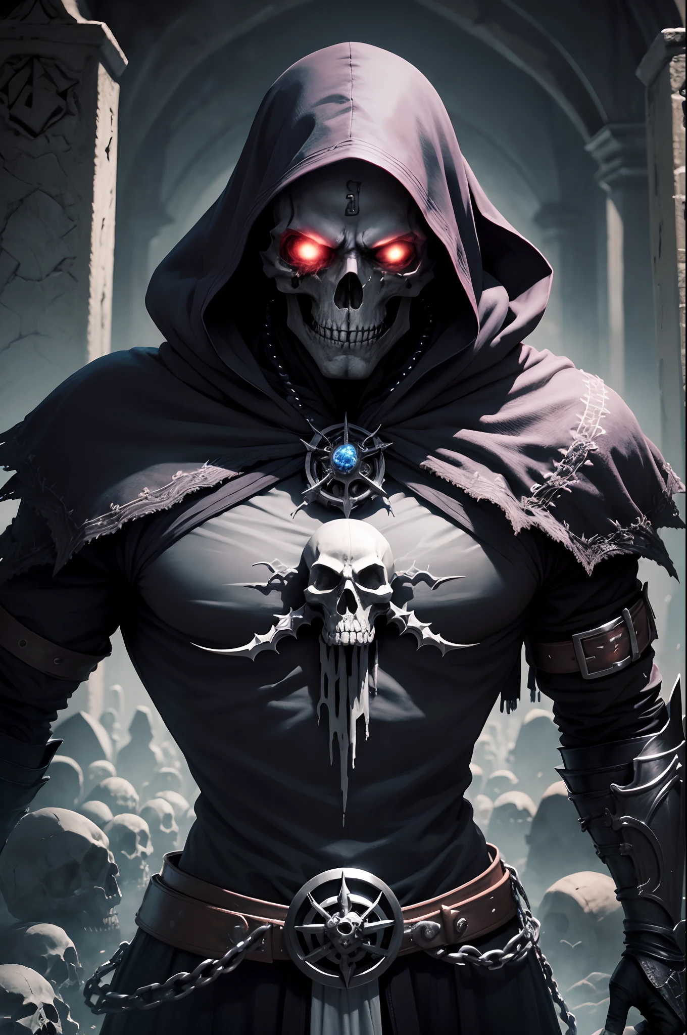 8k, extremely sculpted, cinema lighting, an angry wizard skull with red eyes, (head only)