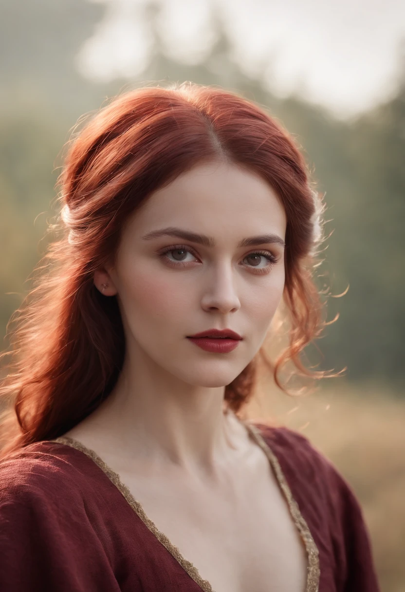 (((A deep reddish wound runs through his left cheek))) teint clair, woman about 19 years old, cheveux blancs naturels, Yeux verts distinctifs, Wearing kohl, mince et gracieux, beau, Candlelight in a medieval setting, Mise au point ultra nette, Realistic shooting, Medieval women's clothing, Tetradic colors (cicatrice:1.4)