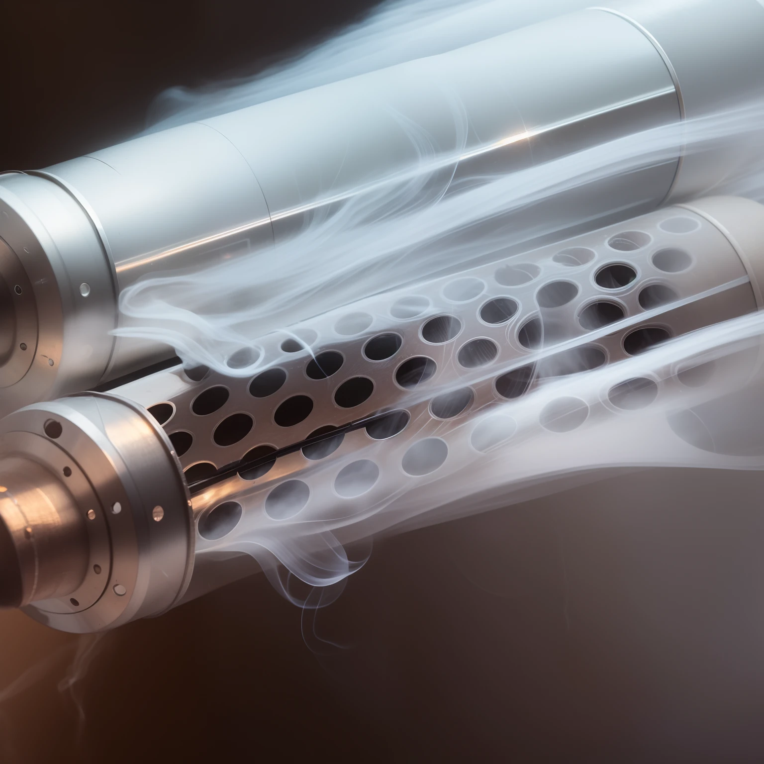 Cylinders coming out of the smoke through the holes