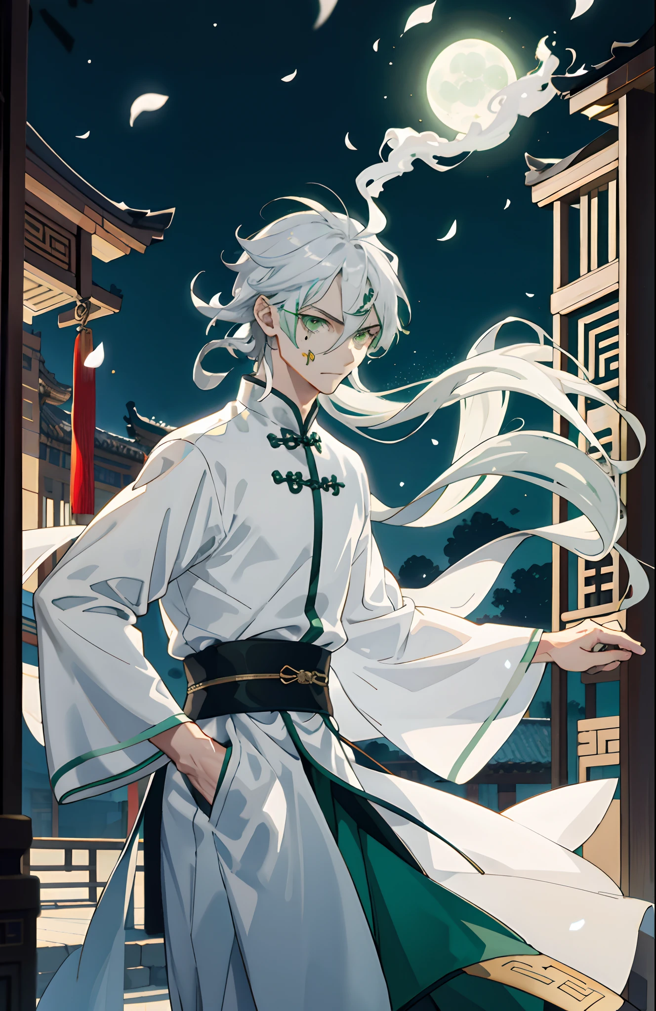 Green eyes，bleed，Painful expressions