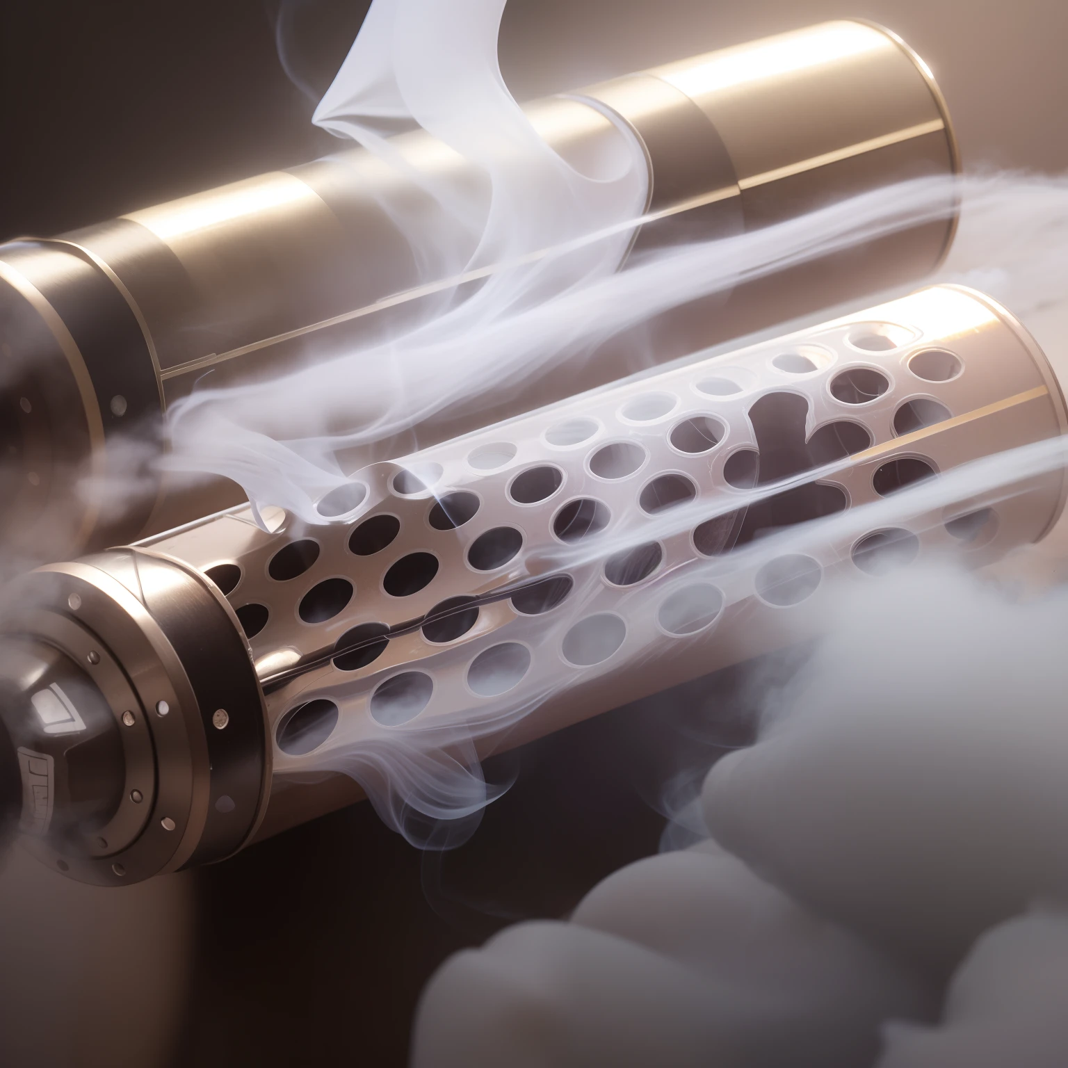 Cylinders coming out of the smoke through the holes