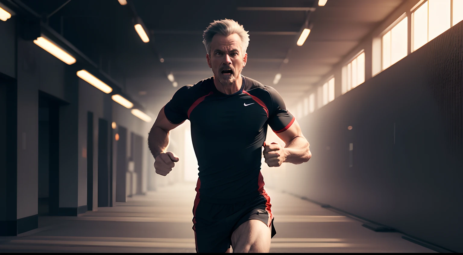 health normal man running, Perfect artwork, master piece, best quality, loud, layered lighting -- 4K
