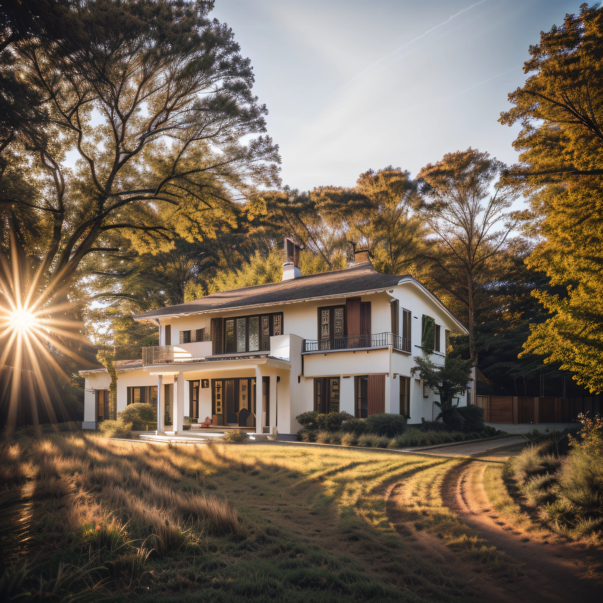 Realistic, exterior, sunlight, house, RAW photo, 8k uhd, dslr, (high detailed skin:1.3), soft lighting, ultra quality, film grain, Fujifilm XT3, sharp image, best quality, authentic, hight quality