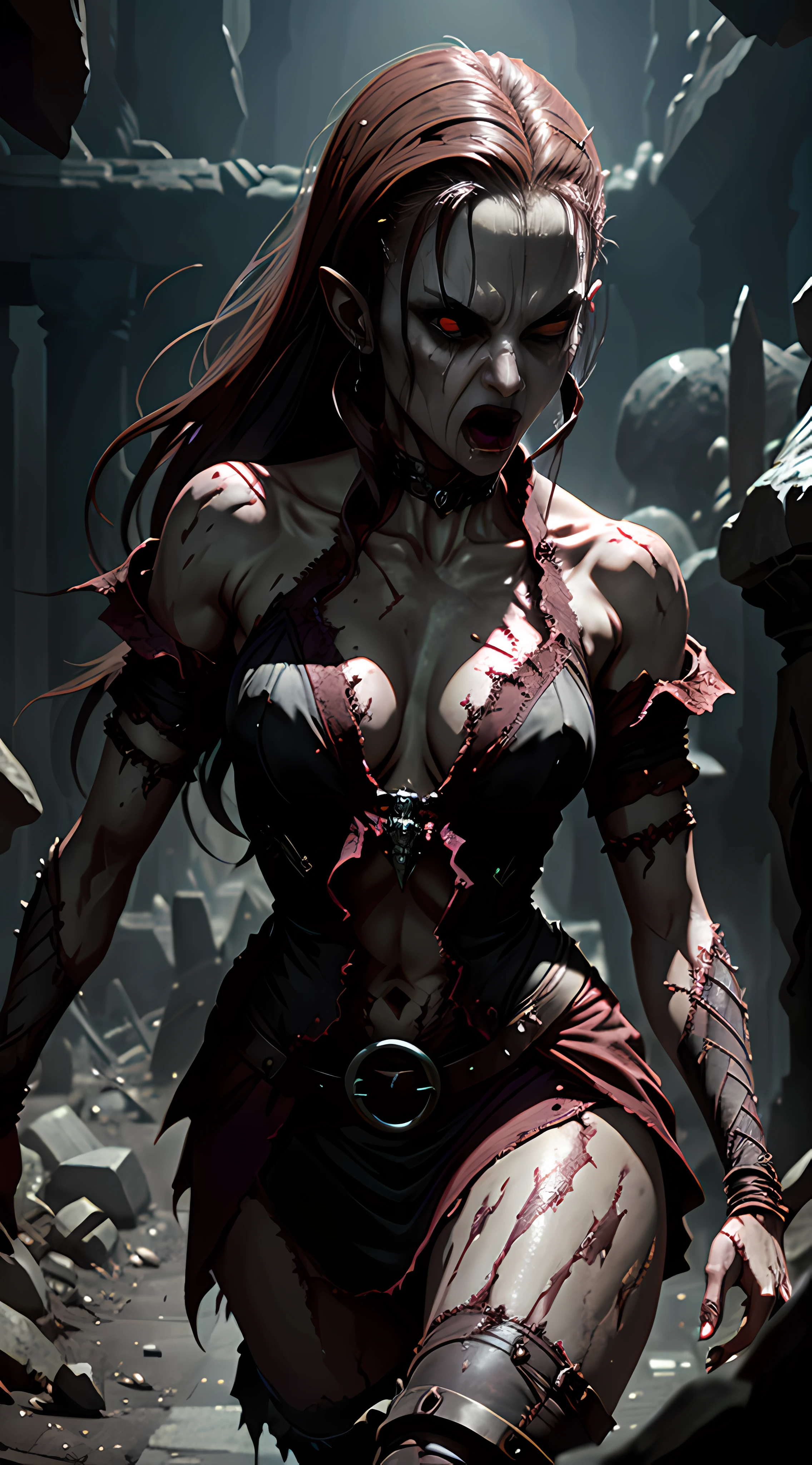 Female superior ancient Strigoi vampire, horror, ultra-detailed, HDR, cinematic