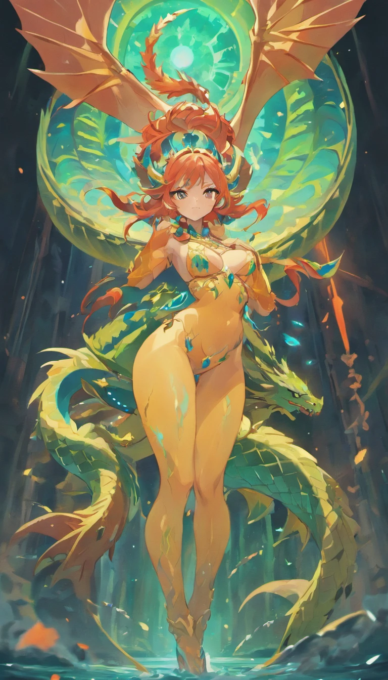 Dragons, fantasy, majestic creatures, ethereal beauty, mythical beings, scales, powerful physique, vibrant colors. anthro, big breast, nipples