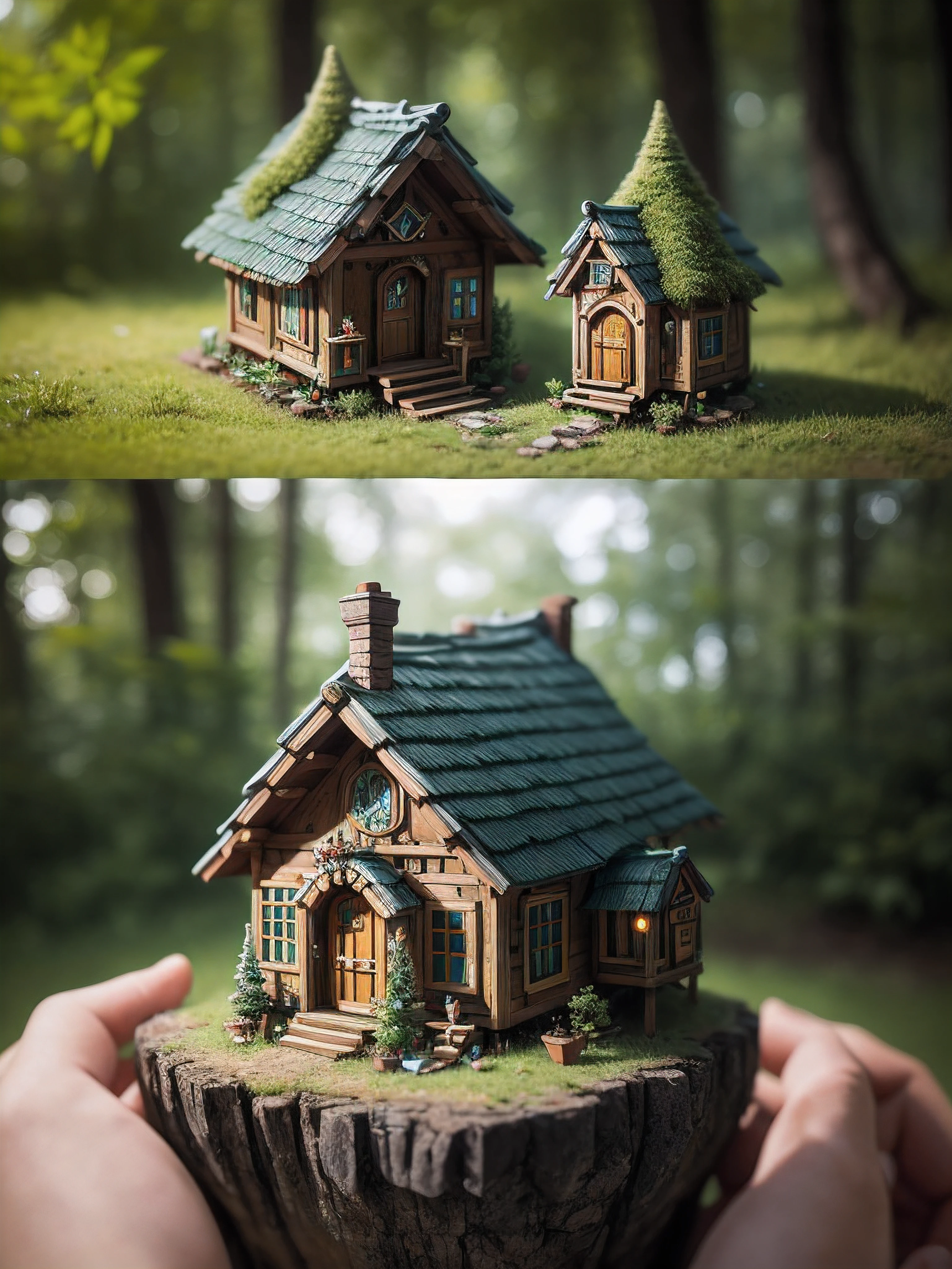 Isometric Complete tiny world with all kinds of adorable colourful tiny hairy fantasy forest houses, Miki Asai Macro photography, close-up, hyper detailed, trending on artstation, sharp focus, studio photo, intricate details, highly detailed, by greg rutkowski