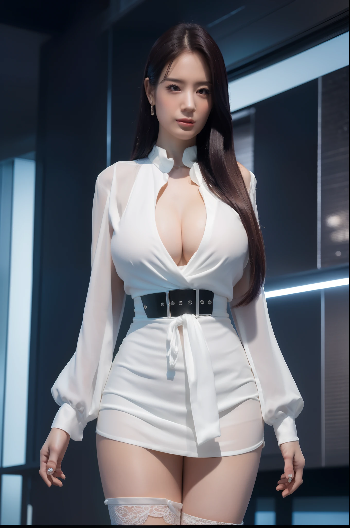 (((masterpiece))), ((best quality)), detailed, solo, 1girl,lingerie, stockings, seductive pose,(rain),breast curtains, ((big breast)), (big cleavage), (big cuvy hips), (narrow waist ) (looking at viewer:2), absurdly long hair, long eyelashes, eyeshadow, small face, big eyes,bare shoulders, high contrast,ultra-high-definition, outstanding details, 8K, Blush face, attractive collarbone, sexy shoulders, blushing cheeks, nikon z9, 30mm lens, sharp focused face, f/4, iso 200, shutter 1/250, beauty light, medium shot, raw ,intricately detailed, award winning photograph, good contrast, high sharpness, facial symmetry, bokeh, ultra-detailed