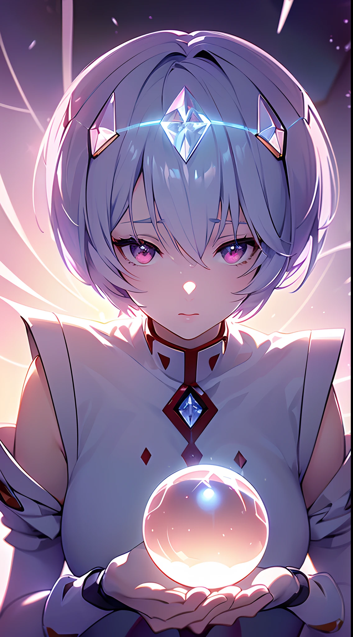 (((ayanami rei:))),((((BREAK,Design an image with a fisheye lens effect, capturing a wide field of view with a distinctive, curved perspective:1.7.BREAK,)))1girl,solo,(masterpiece,best quality, official art,aim to viewers, beautiful and aesthetic:1.3),((ultra high res,golden ratio,)) (4k,8k,16k),((from above)),umbrella,((((detailed beautiful crystal ball,))))dynamic lighting, natural lighting,(photon mapping, radiosity, physically-based rendering,automatic white balance), technological sense,Amazing,sharp focus,rich background, (((high detailed skin,)))dynamic lighting,intricate detailed outfit,glowing eyes,watery eyes,((short hair,))deadpan,skiny,slender,white plugsuit,headgear,(masterpiece sidelighting),(bishoujo,lustrous),(sky blue hair,pink eyes,）[[delicate fingers and hands:0.55]::0.85],(detail fingers),(((Ultra Photographic Quality,ultra wide angles)))),((incredibly absurdres)),full body shot,((extremely_detailed_eyes_and_face)),(disheveled hair),FilmGirl,(dynamic configuration: 1.1),Brilliant,drifting through a Nebula,stylish pose,ethereal atmosphere, dreamy trails, time-lapse effect, glossy finish, ,striking contrast,