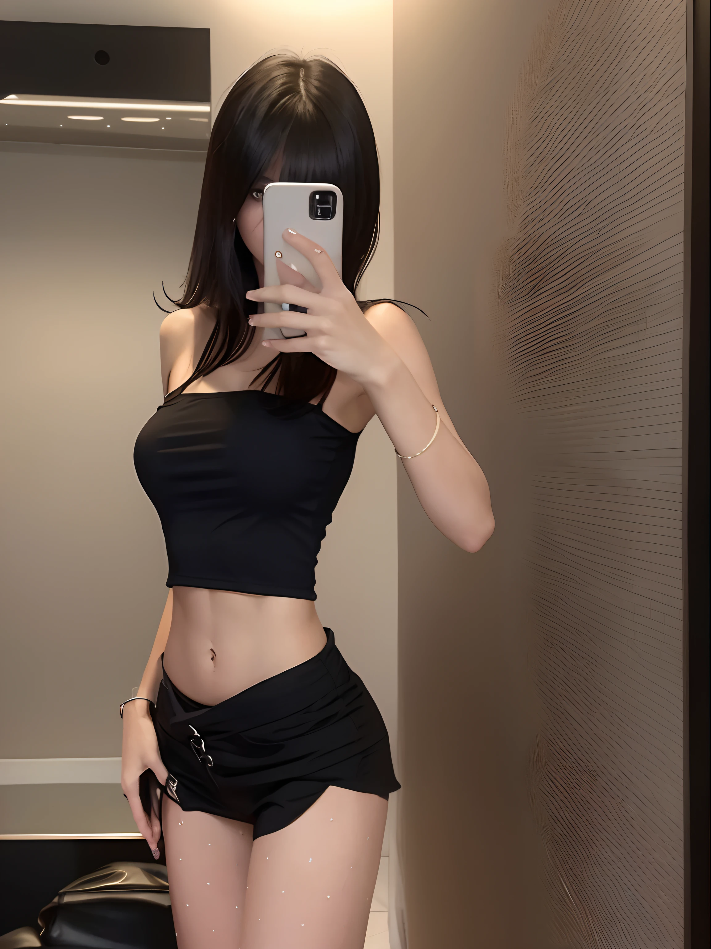 There was a woman taking a selfie wearing a black top, 2 4 year old female model, photo of slim girl, Sexy body, photo of slim girl model, Sexy look, very sexy outfit, Sexy girl, Sexy hot body, Sexy outfit, sexy look at the camera, 19-year-old girl, sexy body and sexy abdomen, Attractive pose
