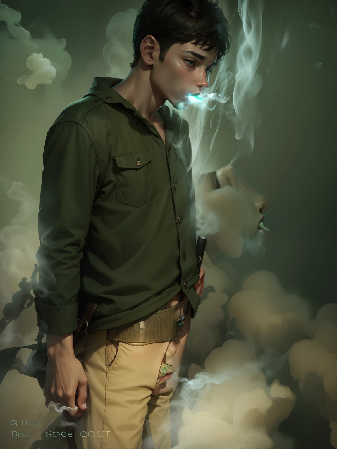 Boy with smoking face realistic face hd High quality with green background