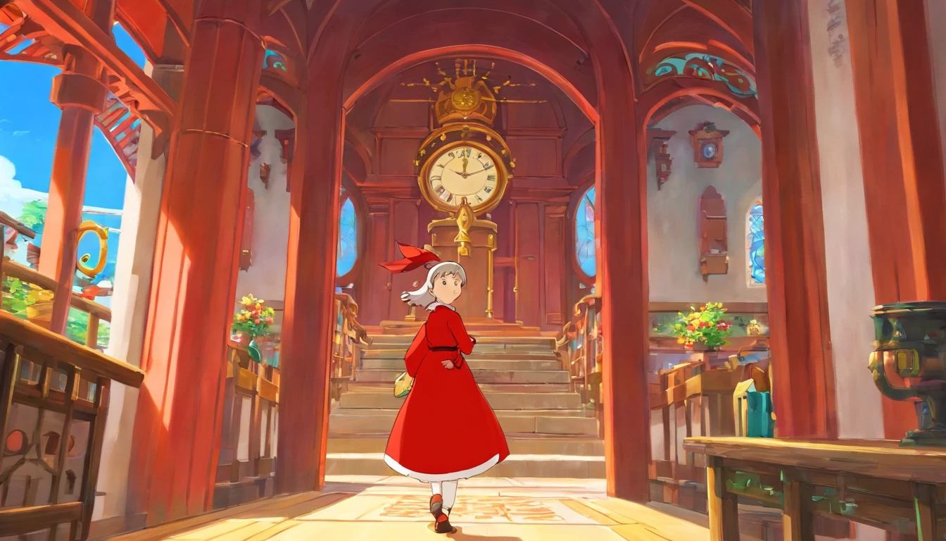 tmasterpiece,Best picture quality,high detal,Light and shadow texture,Ultra-clear,A clean royal sister,Extremely complex patterns,Red clock tower,