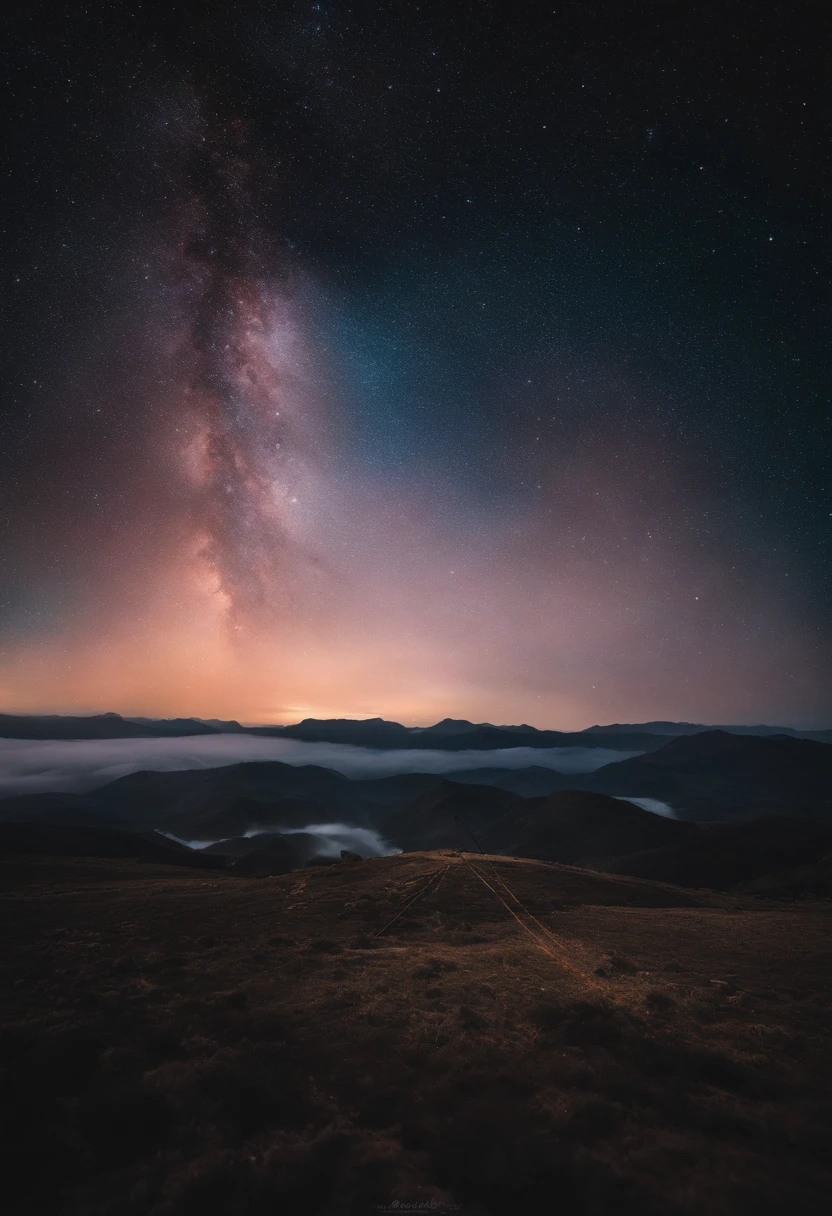 There is an equilateral triangle in the middle，The background is a galaxy，There are some signs of wind around，Pofinaki，Don't touch the line，tmasterpiece，The middle of the triangle is scattered into three colors