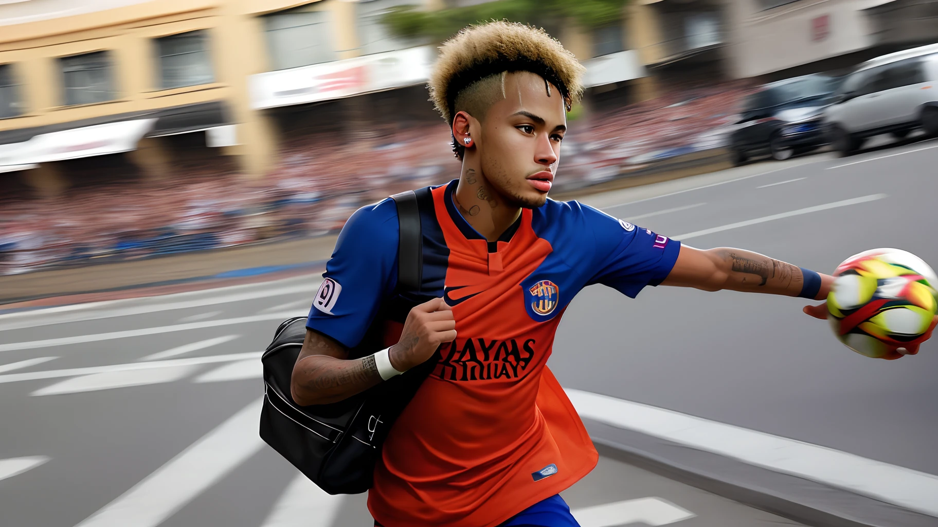 Neymar travando na rua