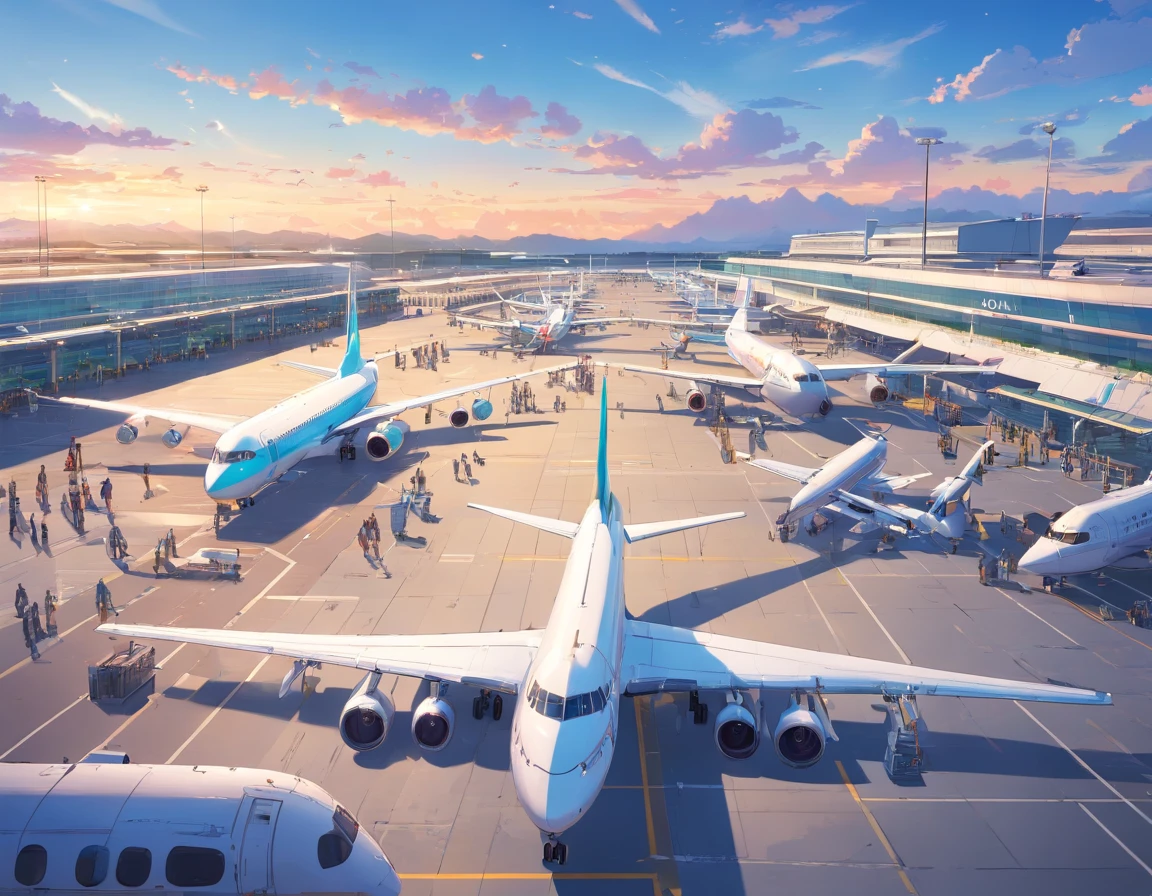 aeroporto,Dozens of planes are parked