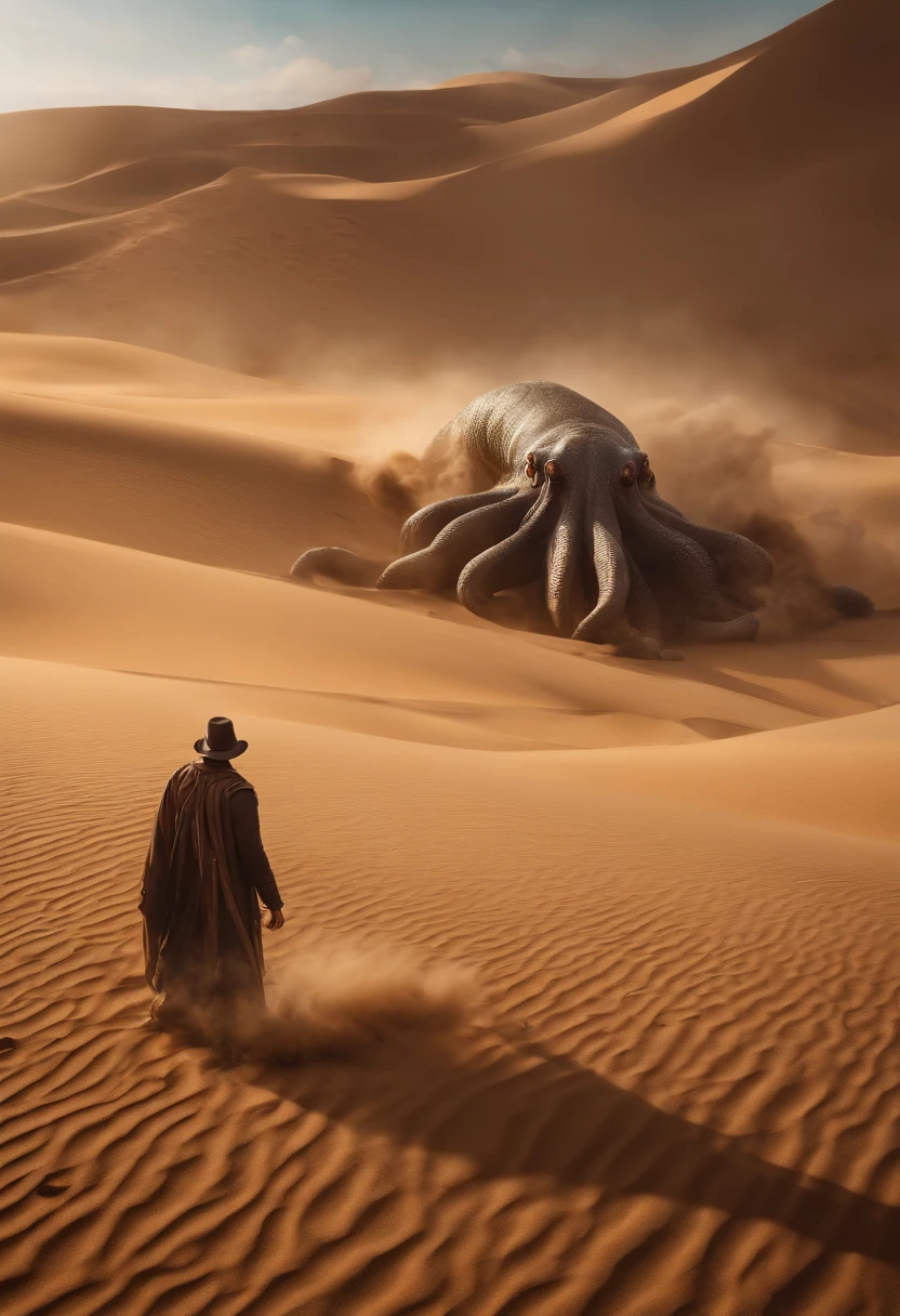 (full body,terrifying detailed eyes,terrifying detailed lips,extremely detailed eyes and face,longeyelashes),(best quality,4k,8k,highres,masterpiece:1.2),ultra-detailed,(realistic,photorealistic,photo-realistic:1.37),oil painting,desert background,sharp focus,studio lighting,vivid colors,physically-based rendering,horror,kraken attacking,rpg art,rpg token,desert background,full body,big monster,terrifying creature,Fantastic digital art