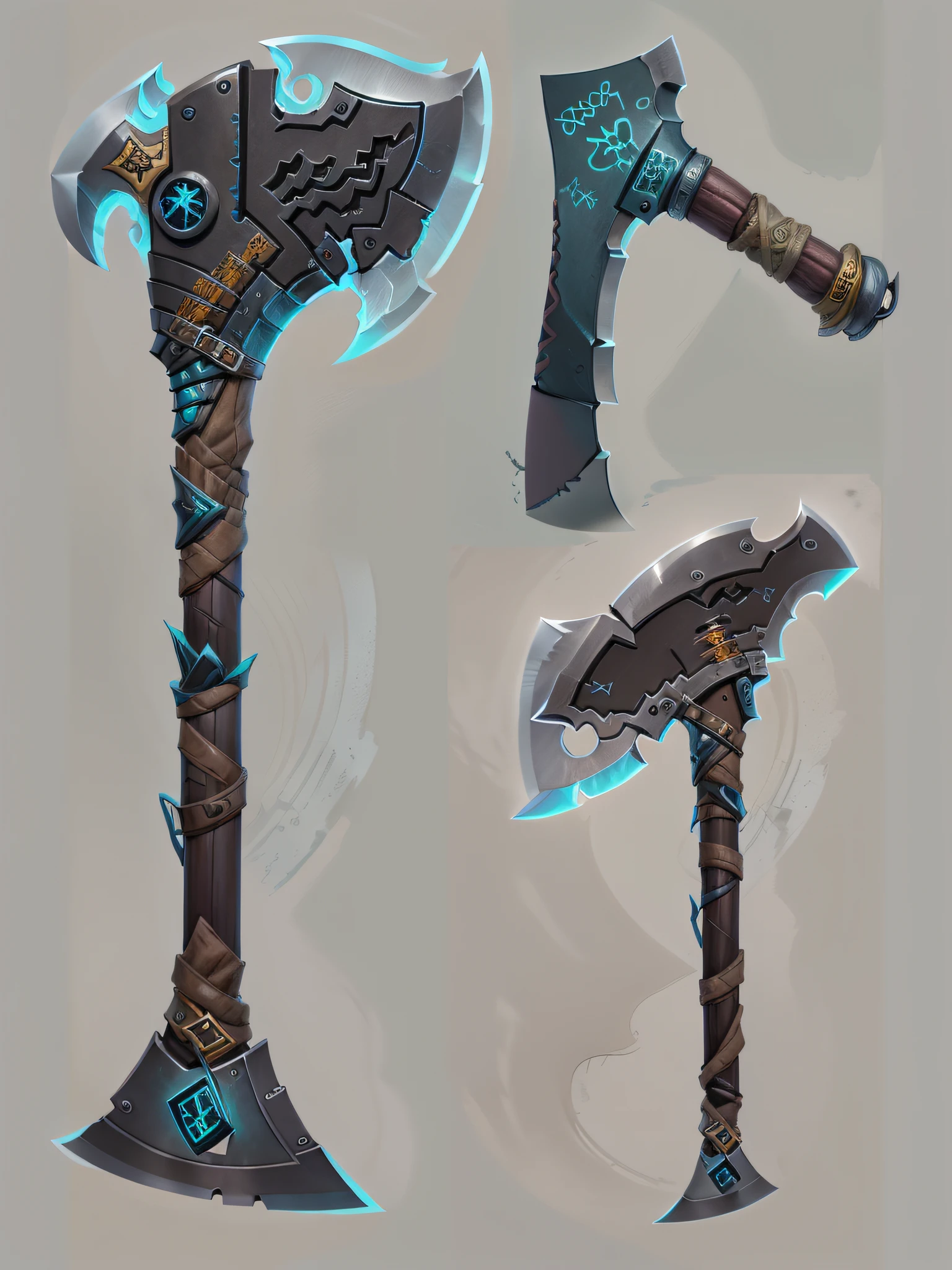 Concept art, 1 huge axe, Blade: blued steel