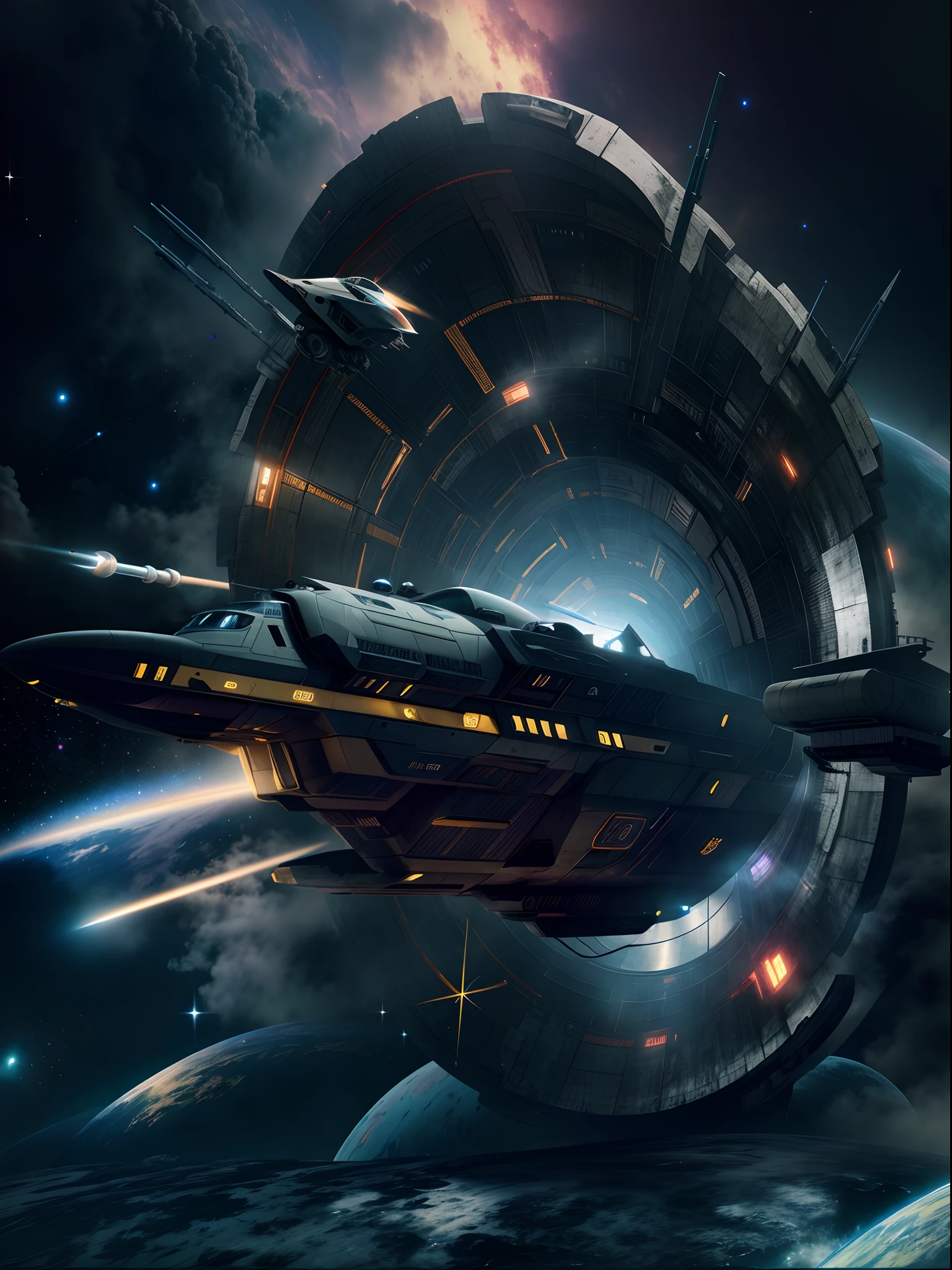sci-fi space game art, futuristic spaceship, Ultra high resolution, super detail, 24K resolution, super detail, super photo, super dreamy