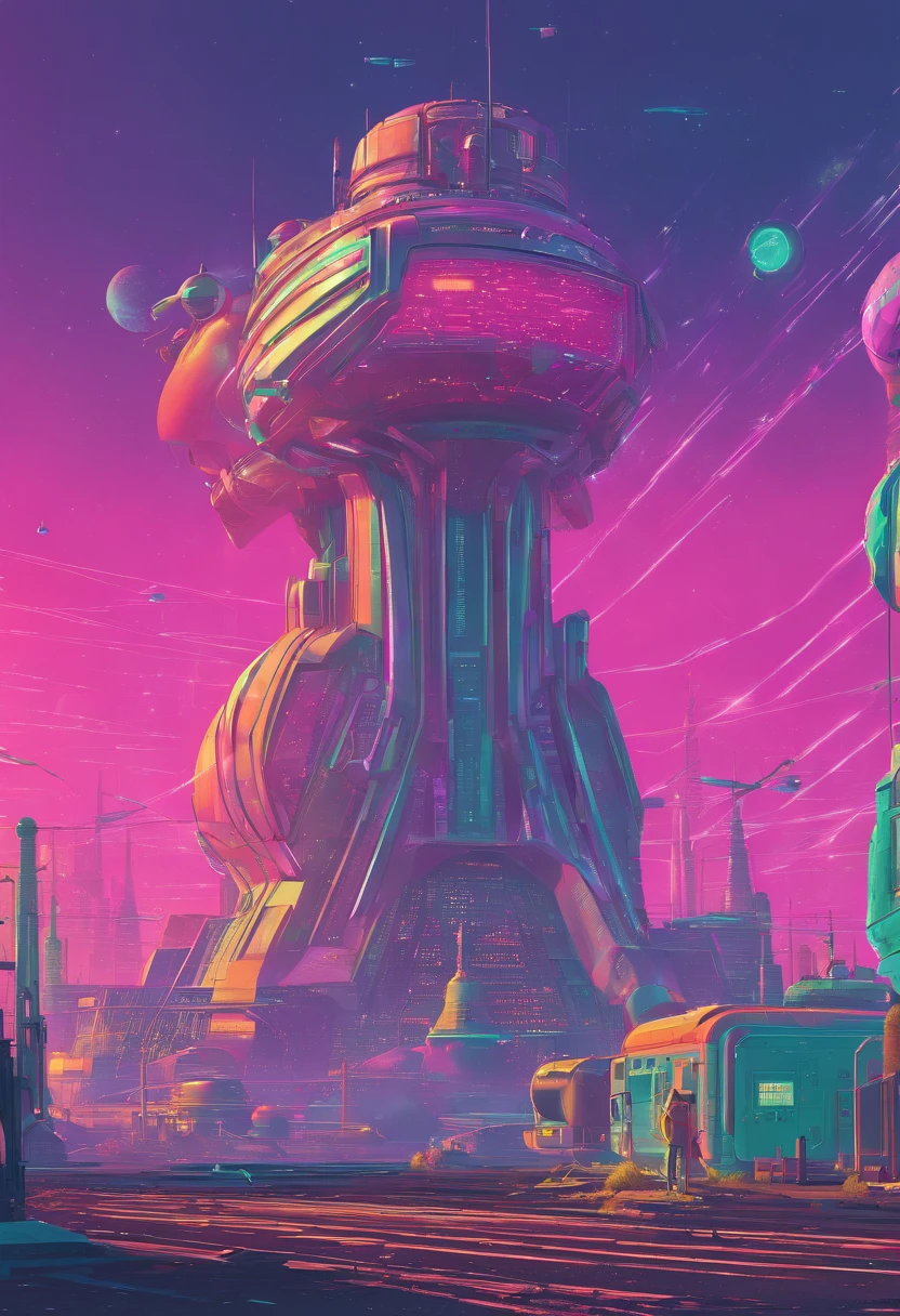 retrofuturism, streets of ((((soviet union)))), utopian future, androids, flying droids, overgrown buildings, winter, (starry night), neon lights, 4k, wallpaper,Science Fiction,Lighting,Environmental Concept Art & Design,Digital 3D,Character Modeling,3D,realistic,textures,cgi,environment,((Simon Stalenhag)),concept,Environmental Concept Art & amp Design,scifi