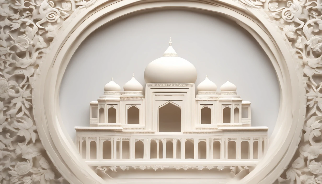 3D white frame, relief rounded frame, no object on the center of the frame, blank frame content, meticulously carved, white ivory carving, minimalistic, white spaces, javanese illustration on circled blank backgound, pastel, javanese style, blank background, multidimensional paper fog crafts, paper illustration, portrait angle view, surabaya, 8k,chick, elegant, satisfying, forrestrial, high resolution, 8k