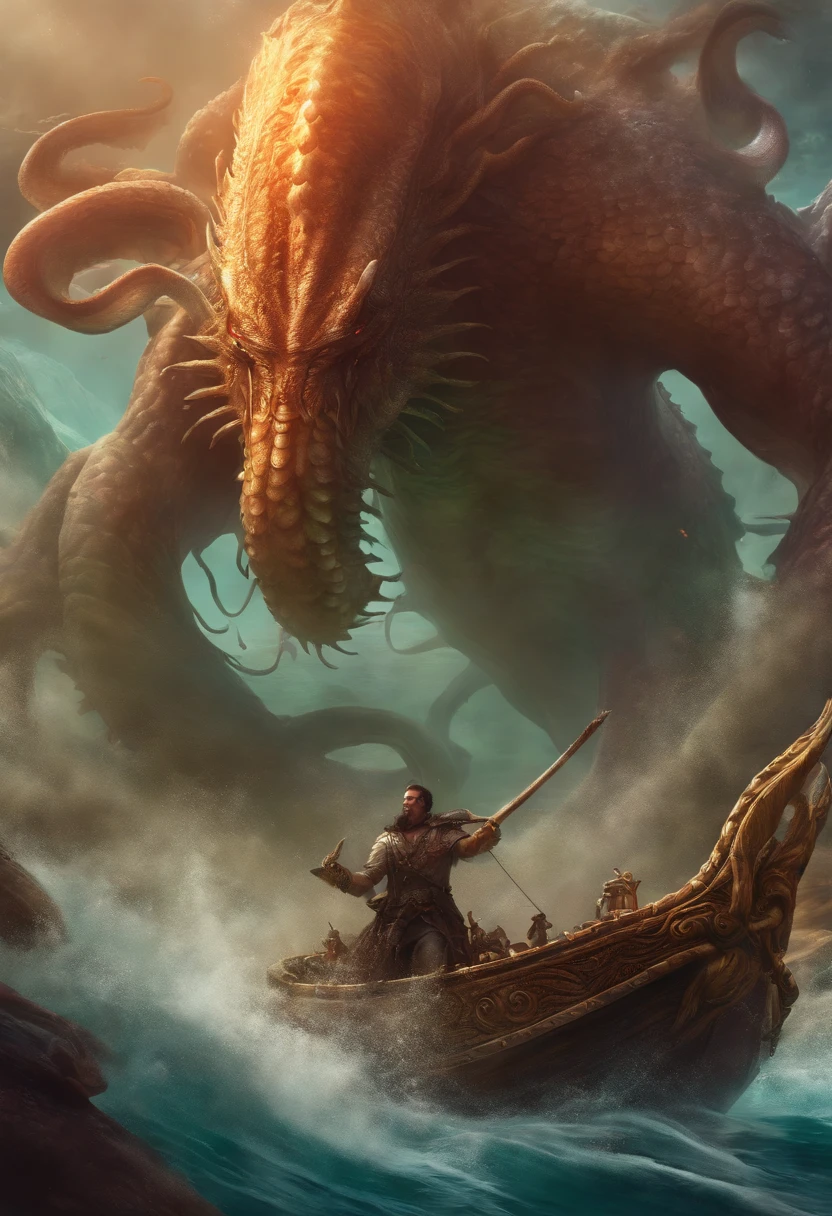 glass kraken attacking, Rpg art, rpg token, full body, terrifying creature, big monster, desert background, Fantastic digital art