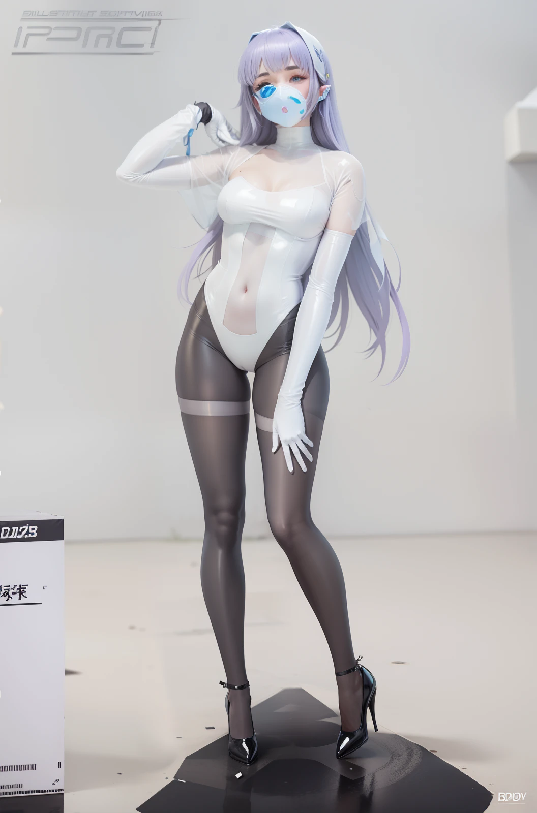Reflective translucent latex garment,Reflective bunny girl bandeau leggings,Tight gloves,Reflective,Bigchest,Lace stockings on the legs