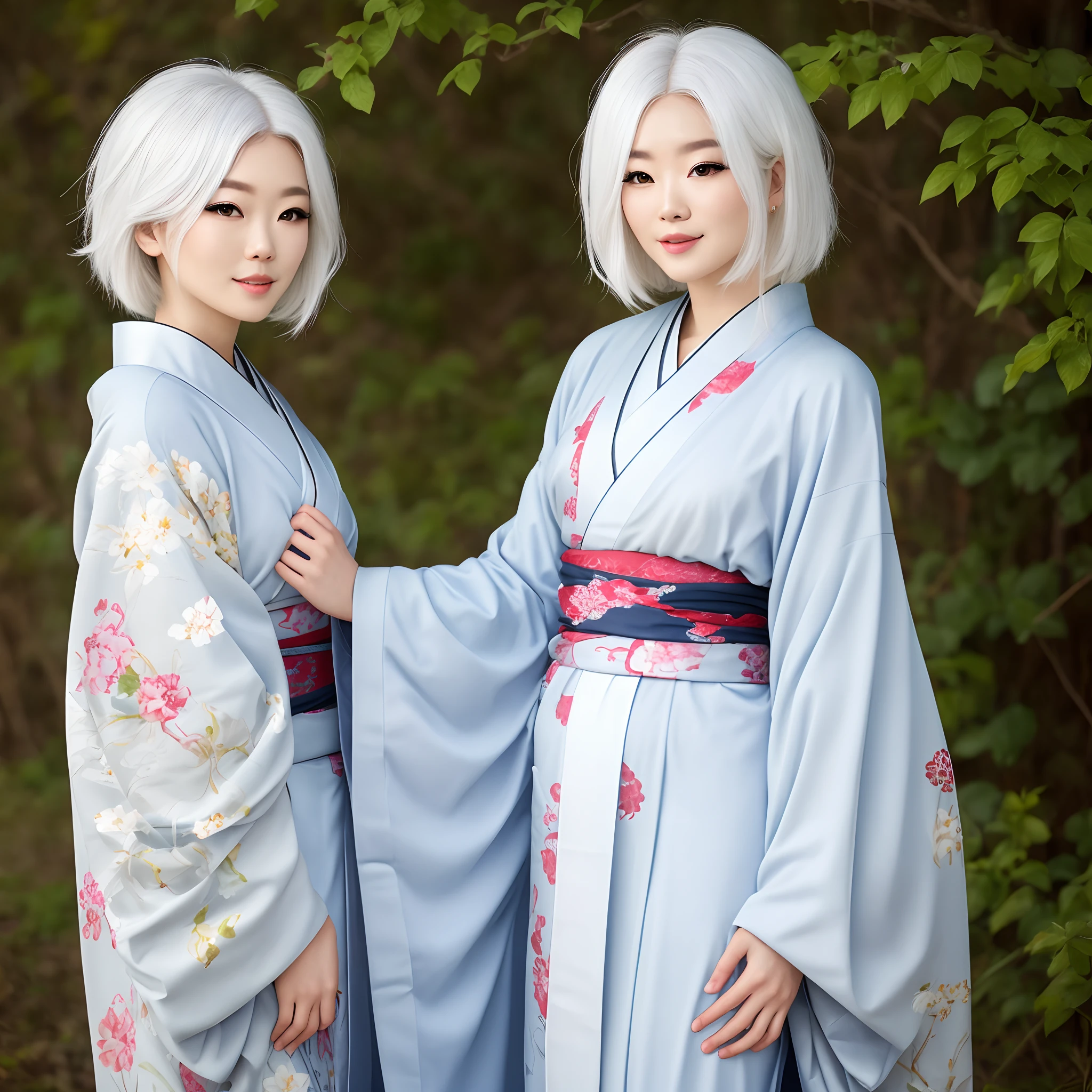 White hair and long kimono
