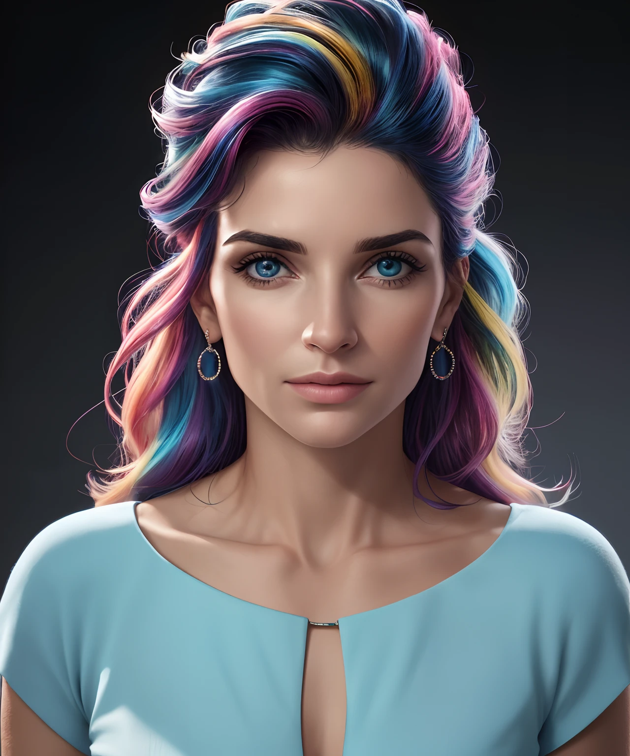 perfil de frente, cabelo ruivo, roupa leve, volumeric lighting, futurista, olhos multicoloridos, olhos detalhados, hiper detalhados, altamente detalhados, linda, pequenos detalhes, ultra detalhado, melhor qualidade, intrincado, hiper-realismo, clear, digital illustation, detalhado, realismo, intrincado, 4k, 8k, Trends in the Arts Station, boa anatomia, beautiful lighting, premiado, fotorrealista, sombras realistas, realistic lighting, beautiful lighting, raytracing, detalhes intrincados, mal-humorado, thirds rule, obra-prima, (illustration: 1.1), alta resolução, (CG extremamente detalhado, unidade, papel de parede 8k: 1.1), rosto bonito, rosto altamente detalhado, ultra realista, obra-prima , bokeh, extremamente detalhado, intrincado, zoomout, colorido, cores vibrantes,