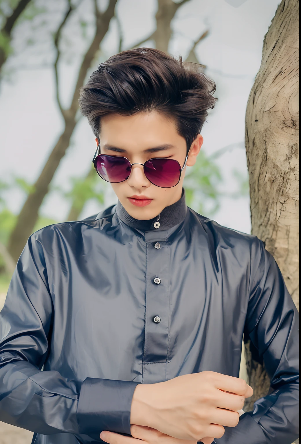 ( (8K:1.27), 4K,best qualtiy, tmasterpiece, 超高分辨率:1.2) Chinese man photo, young male,Perfect face,perfect bodies,white shirt,clothes see-through,Expose abs,realskin,super detailing