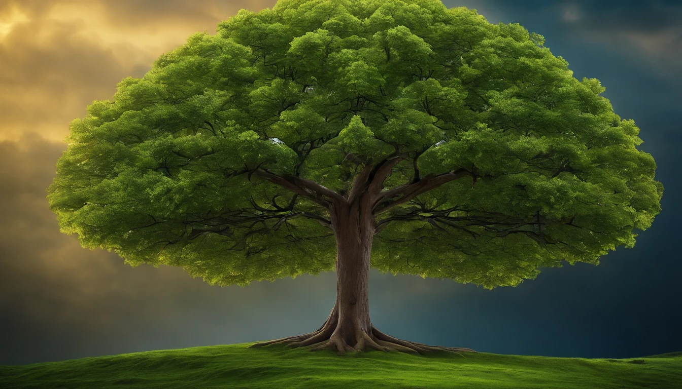 (Uma imagem de uma semente sendo plantada na terra e, ao lado, a leafy tree growing, illustrating the relationship between action and result.)