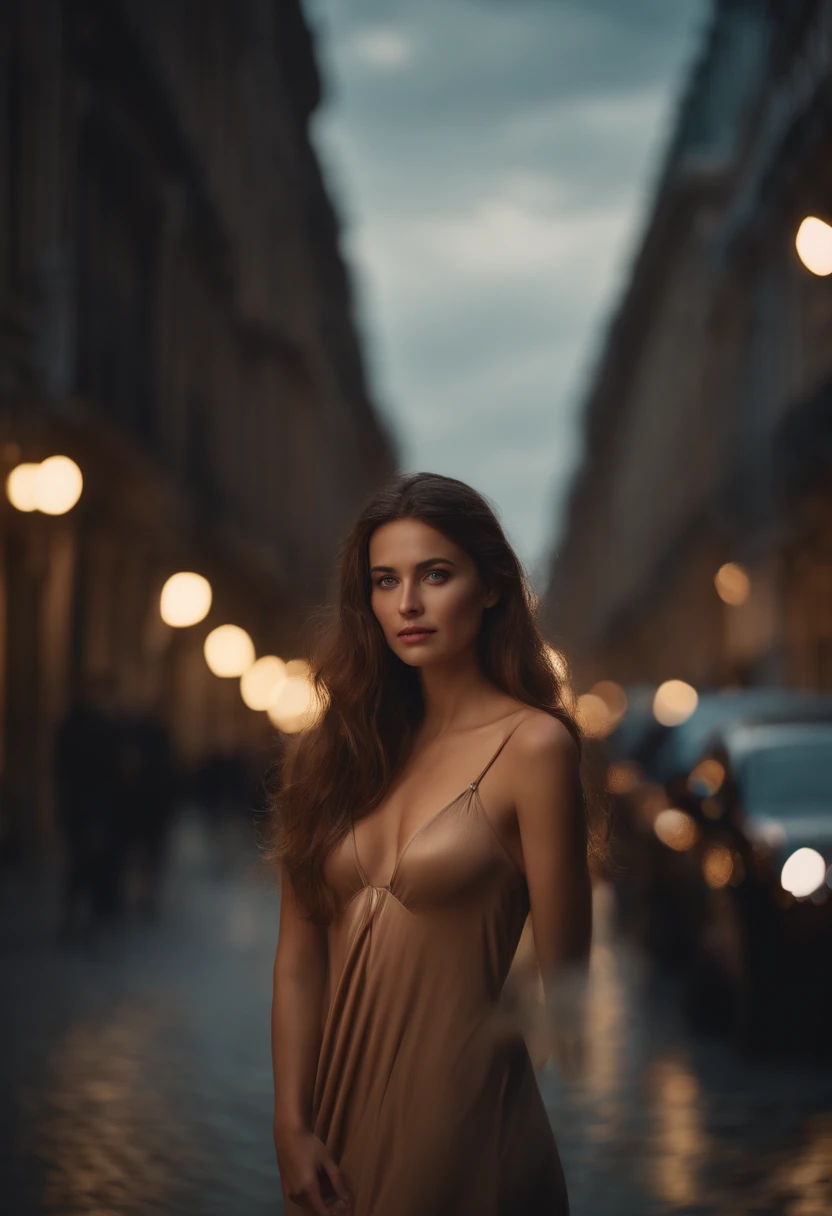 (Best quality, 8K, Masterpiece: 1.3), Clear focus: 1.2, Beauty: 1.4, Abs: 1.1, Brown hair, Aqua dress: 1.4, Night outdoors: 1.1, City streets, fine face and eyes, double eyelids. Realistic lighting added, pay attention to adjust the proportions. Nude, female, naked, small, small breast, tiny girl, right proportions.