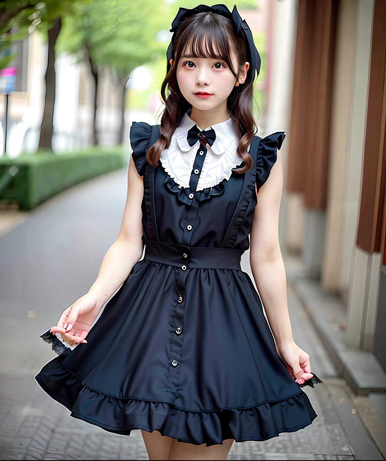 1girl, black random formal dress, white background, <lora:ShunaKagami_Jav-02:1>