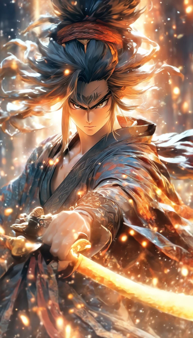 A woman with a sword in her hand and fire coming out of her - SeaArt AI