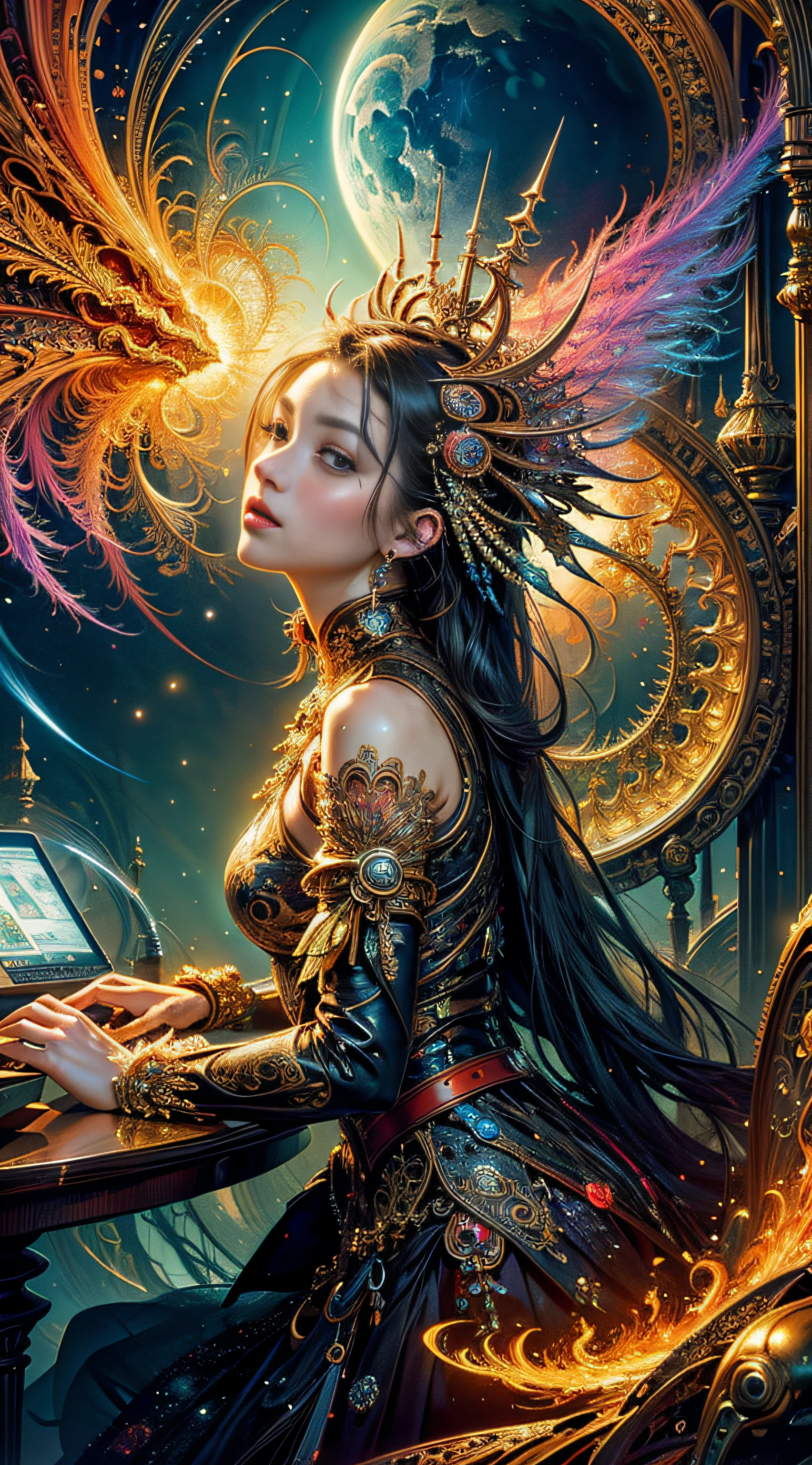(masterpiece, top quality, best quality, official art, beautiful and aesthetic:1.2), (1girl), extreme detailed,(fractal art:1.3),colorful,highest detailed