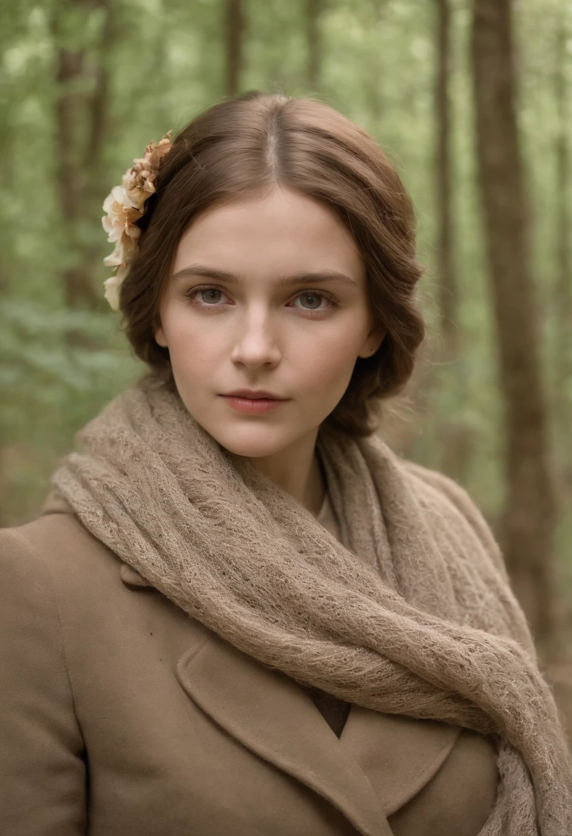 Create an image of a German girl of years, fallen and passed out in a wooded area, She has a scarf on her head, cobrindo seus cabelos loiros, The time is the 1920s