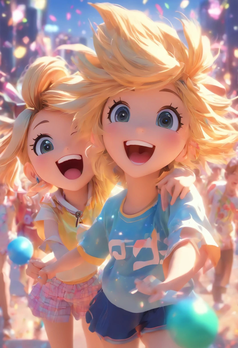 A couple of young friends,party,Sing and dance,having fun,cheerfulness,Perfect quality,Cute 3d render,Cute detailed digital art,C4D,