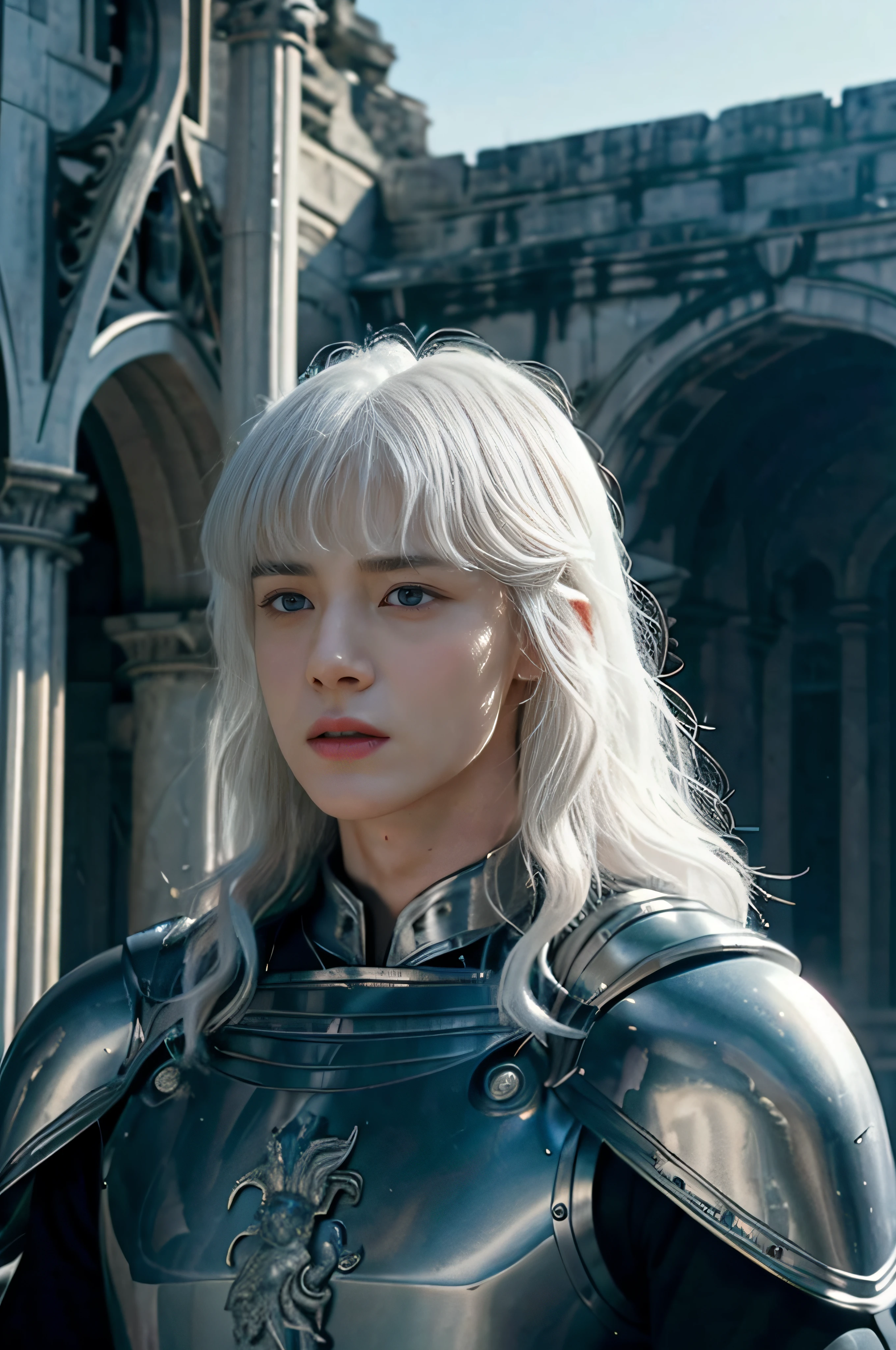 perfect eyes, perfect face, perfect nose, small nose, perfect lips, sharp jawline, masculine, realism, intimidating face, looking at the viewer, handsome, knight, chief of army, 8k, 16k, 8k ultra high defination quality
