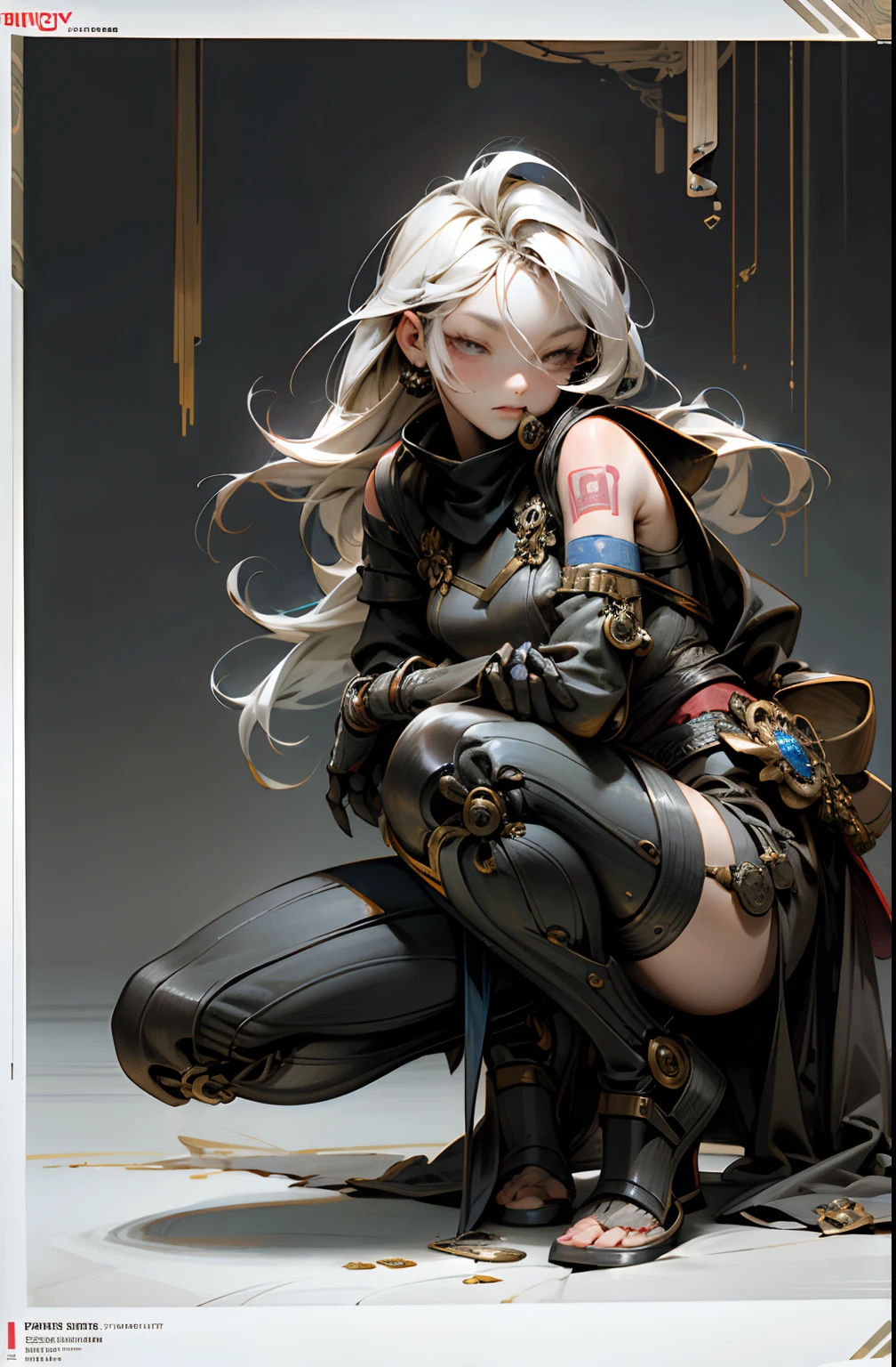 (((woman))), (((best qualityer))), (((tmasterpiece))), (((AS-Adult))), ((( Japanese ))), Look up from your knees, A beautiful asian samurai woman with perfect body, Modern samurai, ((( Asian))), Wear gloves on your hands,The left arm is made of steel and metal tips,Made of protective devices, The eyes are pulled, (( Appears below the breast )), (( Small dental floss )), Simon Bisley, Almost naked(Simon Bisley)Castle City Wilderness,For high-resolution posters, hair straight, Minimum clothing, armure (Crazy clothes ), Full of tips and rivets, tribal tattoos, (((full bodyesbian))), Straight brunette hair,Colored hair ends