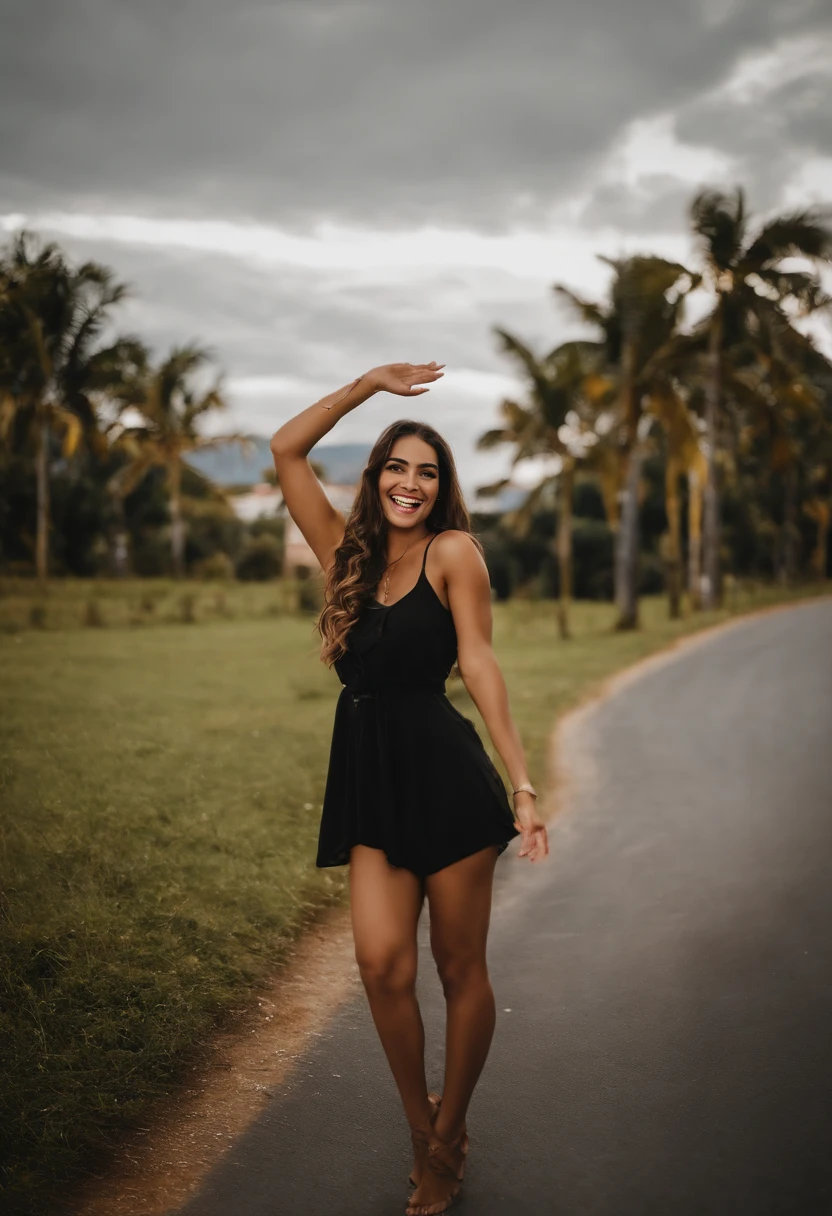 Mulher loira de camisa preta e meias tirando selfie no espelho, sorriso atrevido, 2 Modelo feminina de 4 anos, sorriso provocante, leve sorriso bonito, joelhos enfiados, Pose satisfeita, de joelhos, posando em um quarto, she is wearing a black tank top, muito animado, sentado na cama, lovely smile, she is smiling and excited, sentado em uma cama