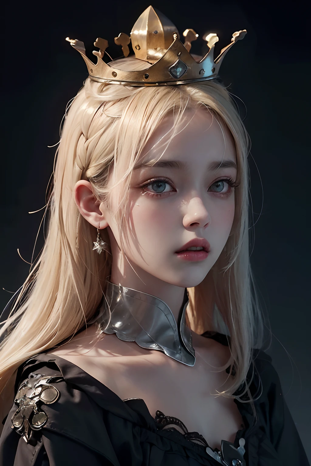 a -yeld wo, a blonde girl, (high crown fade-in/fade-out:1.3), dark theme, soothing tone, soft colors, high contrast, (natural skin texture, surrealism, soft lighting, sharp)