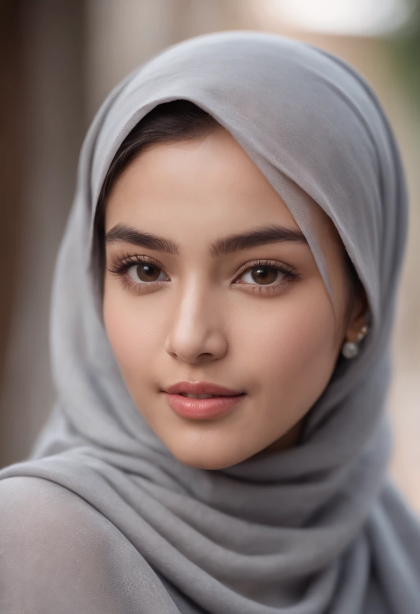 woman,((30 years old)), naked, black hijab, beautiful face, white skin, soft smile