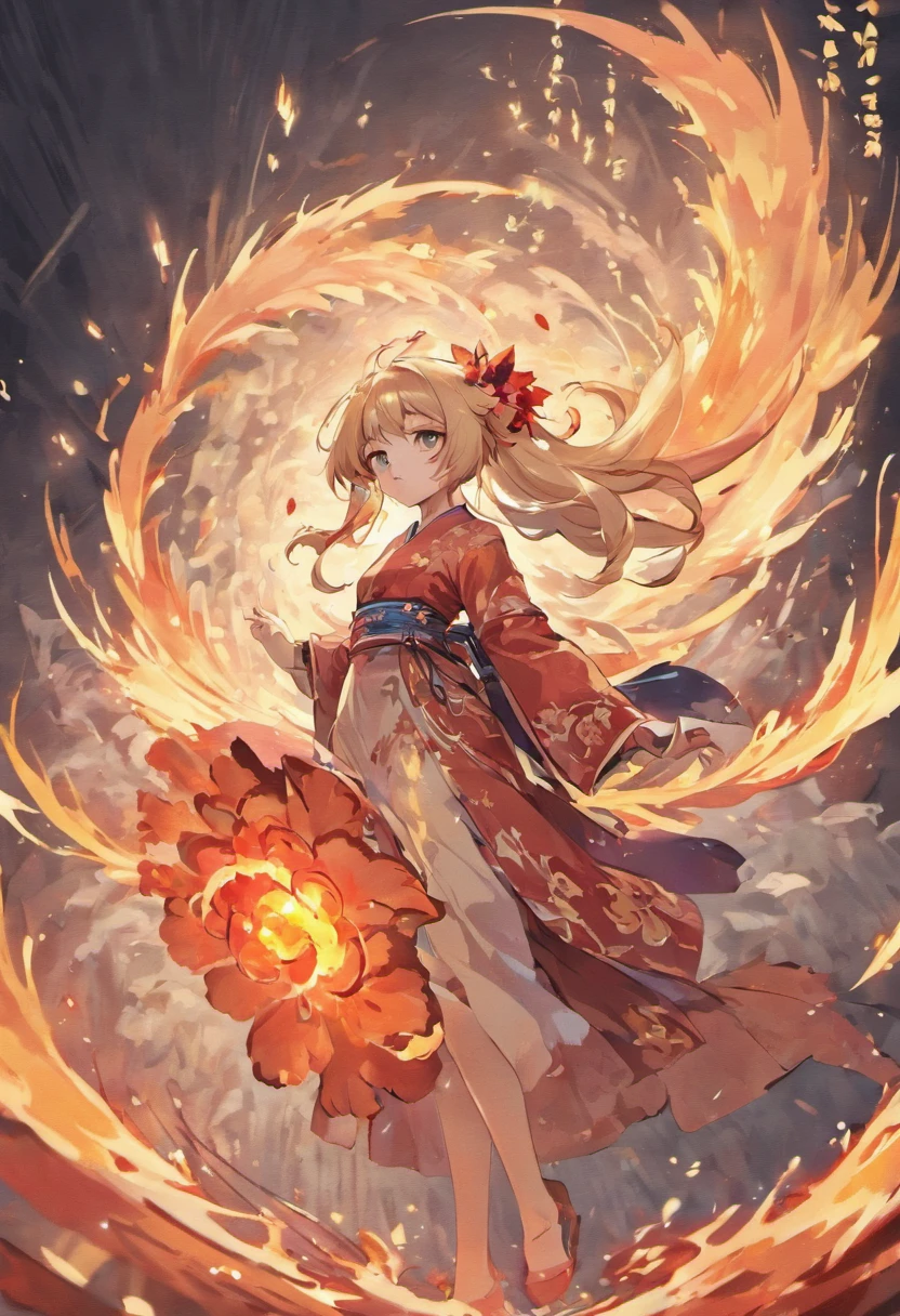 (A Divine Beast), Nine-Tailed Demon Fox, Dynamic Body Type, (Chinese Monster), Handsome, Splashed Ink, Chinese, 1girl, ((Full Body), ((2.5D)), Floating Hair, Beautiful Eyes, Delicate Eyes, Delicate Silhouette, Fantasy Art, (Black and Red Antique Brocade Hanfu), FOV, (Masterpiece), Frontal Shot, Side Portrait, White Background, (Movie Poster), Sharp, Splash, Cloud, Petals, Empty, Sky, (Wide Angle Lens), Vista
