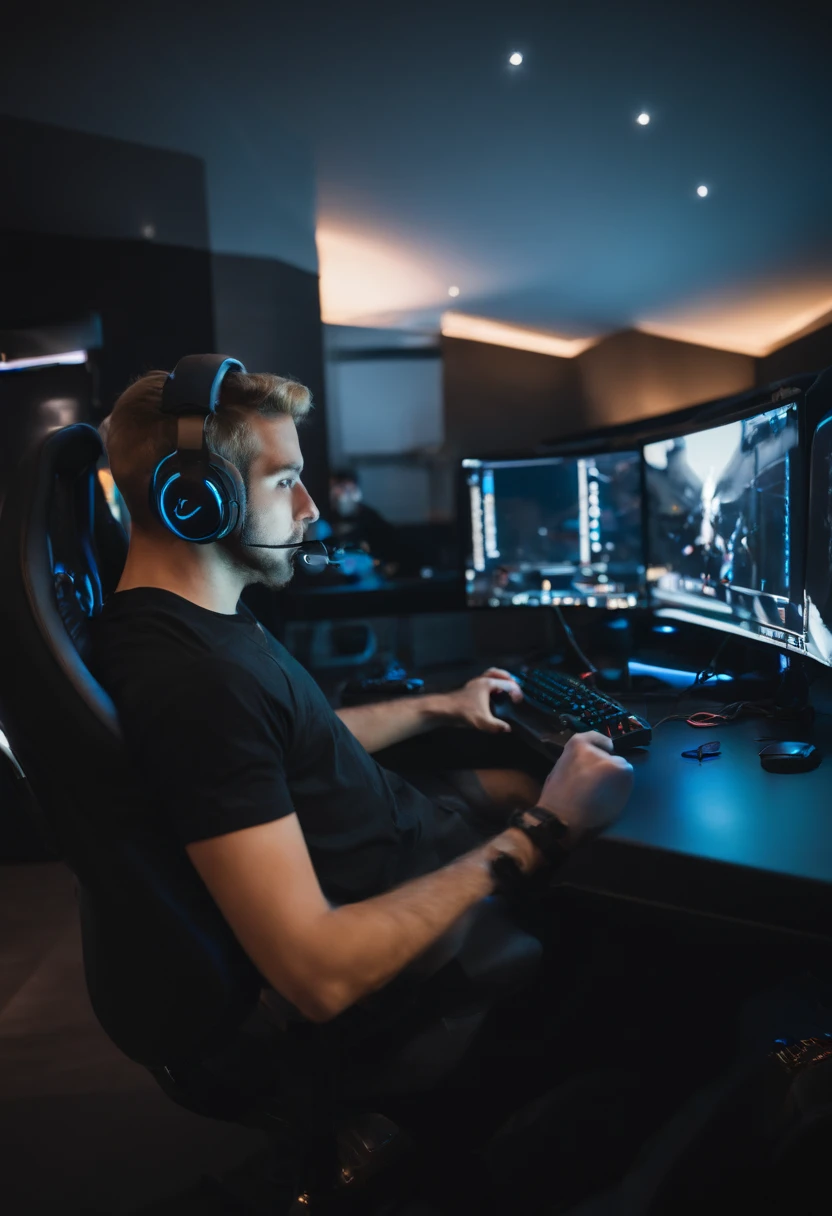 A man with short black hair playing video games
