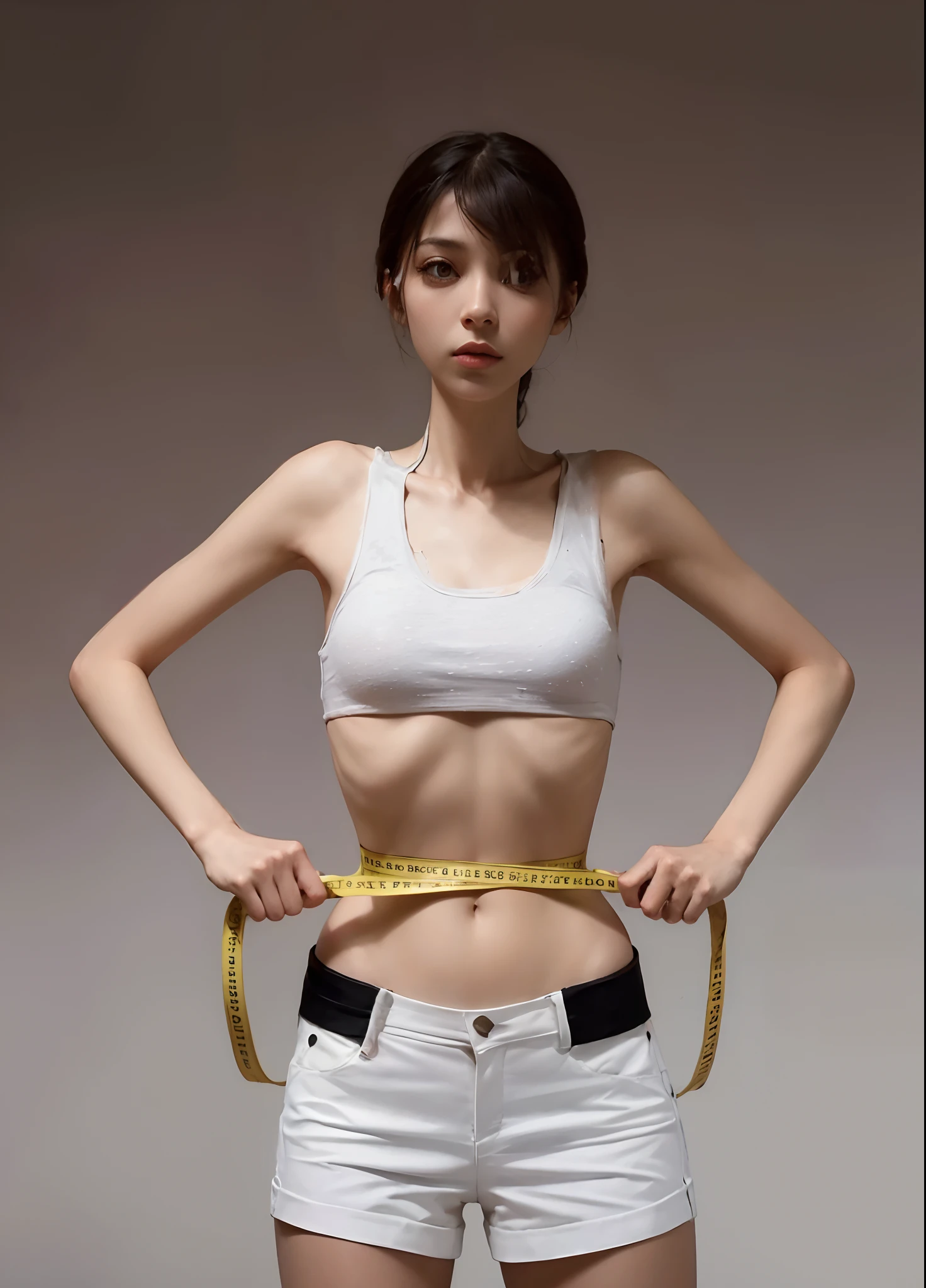 Skinny female,emaciated,the ribs,innominate bone,pelvic bone,sternum,flatchest,big breasts thin waist,Thin leg