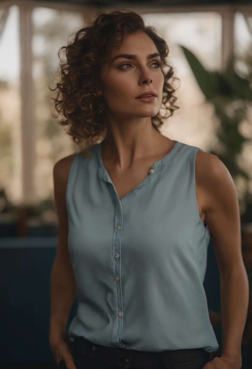 profissional, (4K Photo:1.1) por (Jeremy Lipking:0.3), (Dittmann Anna:0.3), (Marcos Ariano:0.3), (foco nítido:1.3), High detail, Usando (camisa decotada:1.2), Rosto bonito e detalhado, hazelnut eyes, longos cabelos loiros, (mulher jovem atraente:1.3), (sedutor:1.1), (Corar:1.1), Forma do corpo da ampulheta, grandes seios redondos perky, quadris largos, no quarto