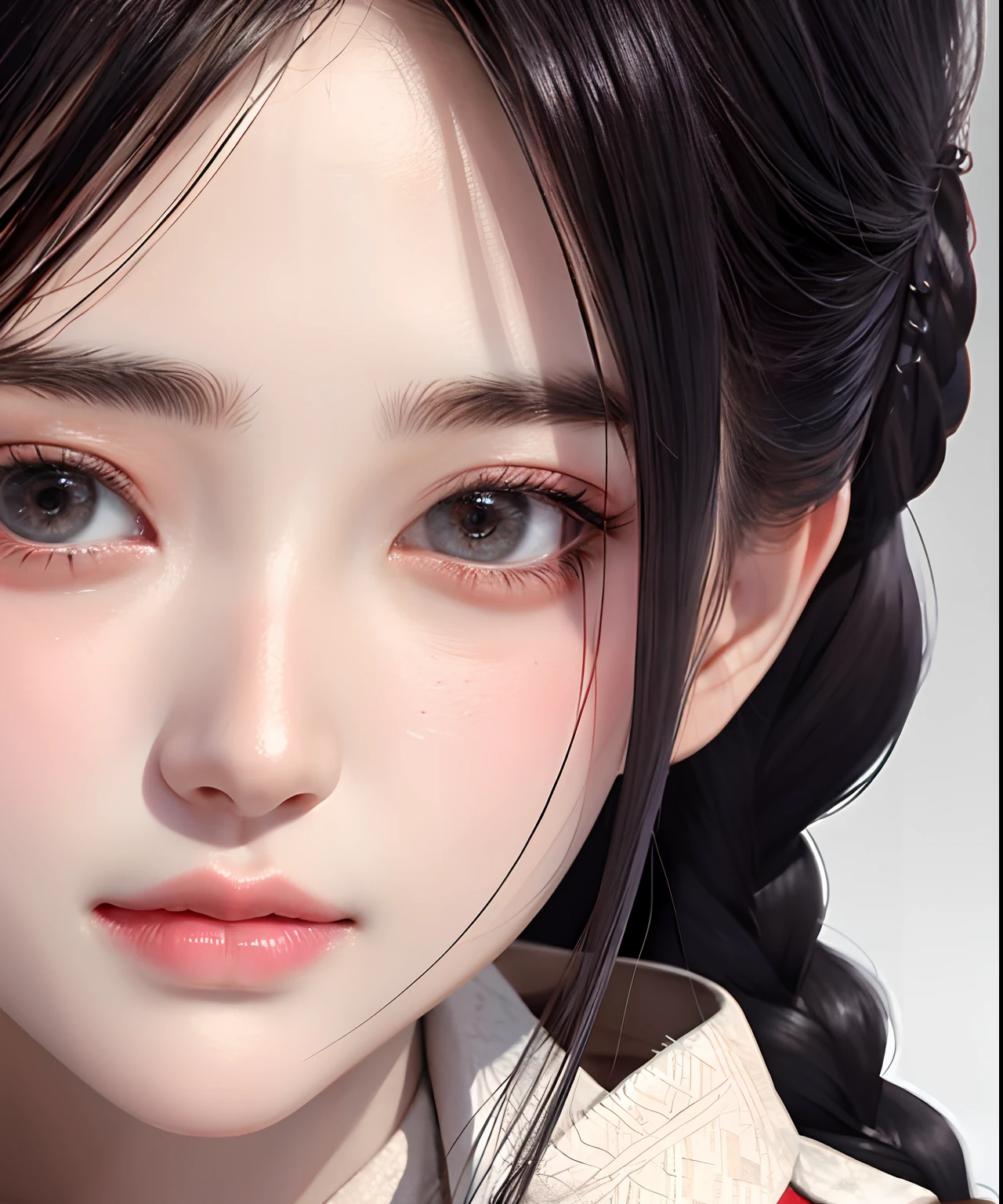 Close-up of woman with two braids, Close-up by Liu Yifei