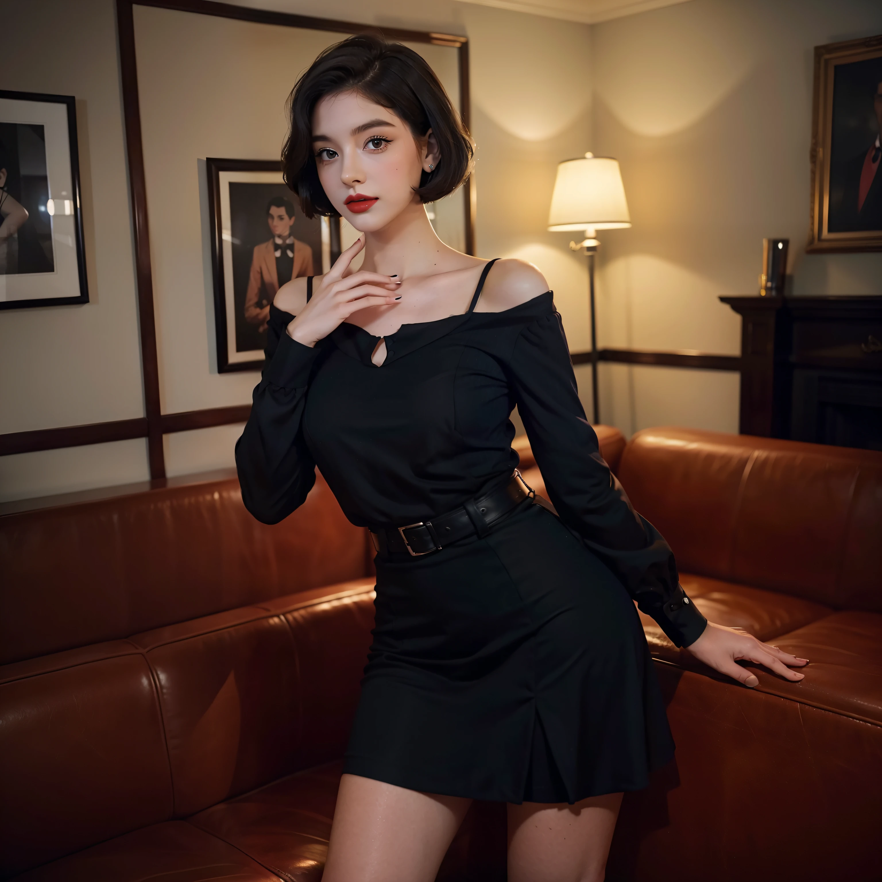 Mallory Malone's costume description is very detailed and、、、、Features a unique and interesting style. In a white long-sleeved blouse of your choice、A fitted black knee-length skirt with red accents creates a striking visual contrast. The addition of a black heel with ankle strap is、Adds a classy touch to the look. Apart from clothes, Vintage 1950s Bob Hairstyles、Adds a retro and timeless element to Mallory Malone's style. This type of hairstyle is、Known for its neat and short appearance, Typically、Jaw length with both ends turned inward. This hairstyle selection is、Add a vintage touch to the look、Complements Mallory's overall style. Makeup also plays an important role in the appearance of Mallory Malone. Although there are no specific details about makeup mentioned in the description, It is possible to imagine that she may be rocking a 1950s-inspired look.Happy.