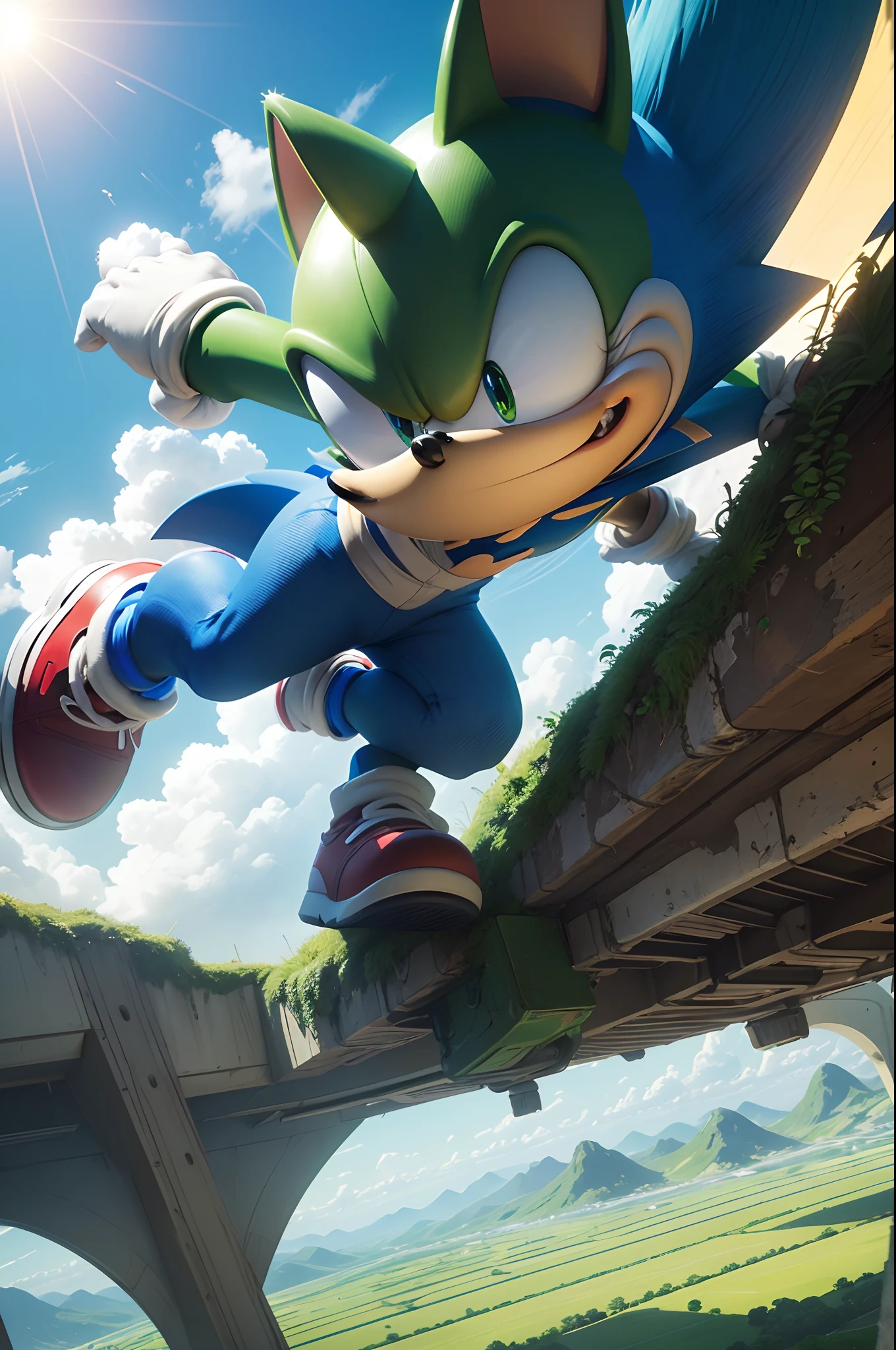 Sonic is a character from the popular video game! He is a green hedgehog, Ability to run super fast and do many loops in space. Sonic is very agile and loves to adventure around the world against enemies Dr. Robotnik. He has hair like a meadow field and is always ready for new adventures. Sonic is a legendary character and loved by many people!