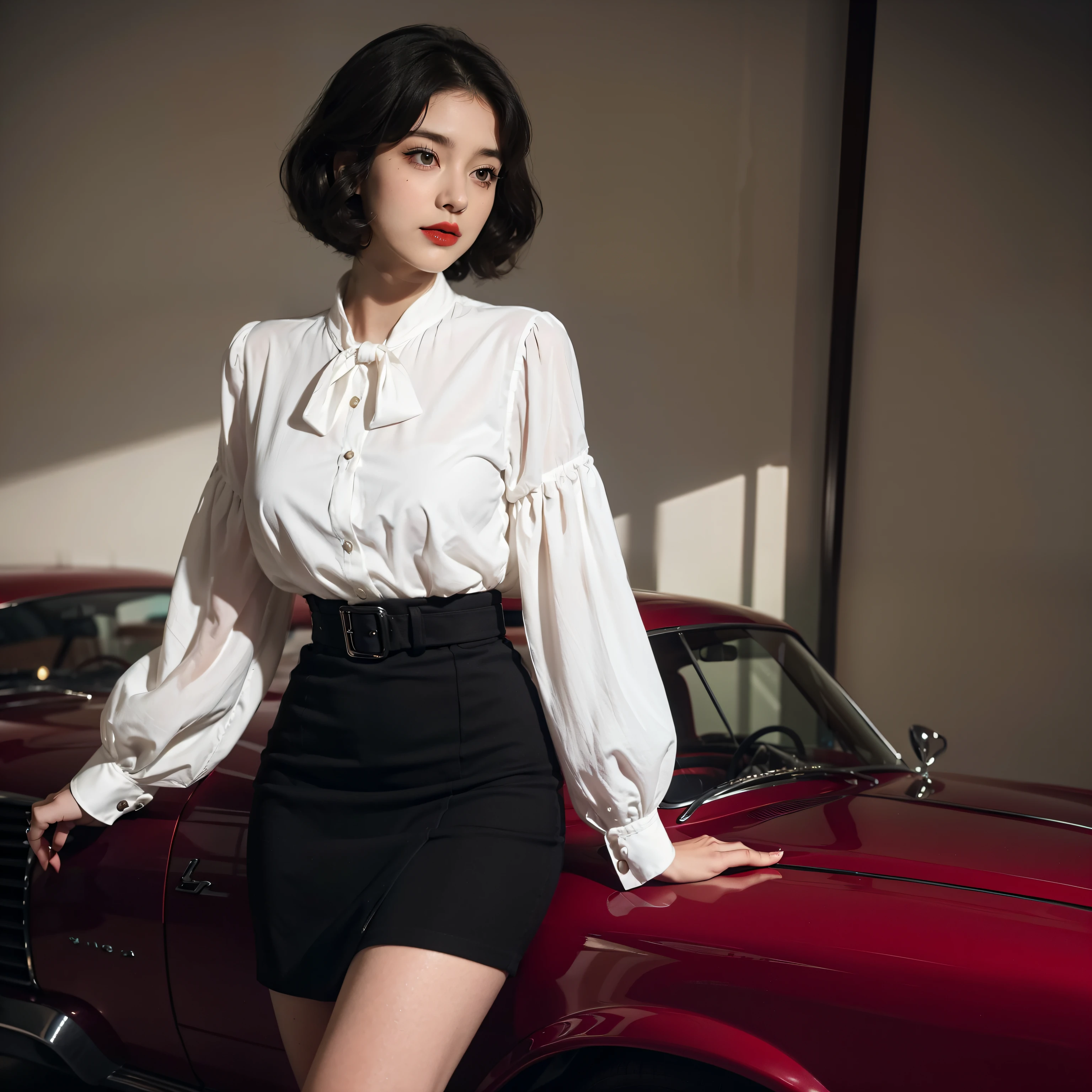Mallory Malone's costume description is very detailed and、、、、Features a unique and interesting style. In a white long-sleeved blouse of your choice、A fitted black knee-length skirt with red accents creates a striking visual contrast. The addition of a black heel with ankle strap is、Adds a classy touch to the look. Apart from clothes, Vintage 1950s Bob Hairstyles、Adds a retro and timeless element to Mallory Malone's style. This type of hairstyle is、Known for its neat and short appearance, Typically、Jaw length with both ends turned inward. This hairstyle selection is、Add a vintage touch to the look、Complements Mallory's overall style. Makeup also plays an important role in the appearance of Mallory Malone. Although there are no specific details about makeup mentioned in the description, It is possible to imagine that she may be rocking a 1950s-inspired look.Happy.