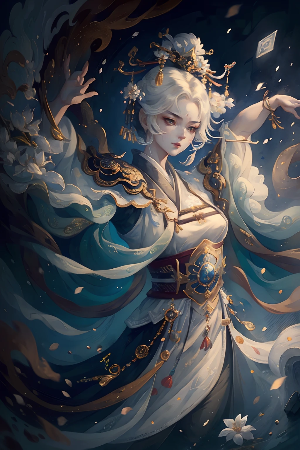 A girl, ancient Chinese costume, sunshine, clear face, clean white background, masterpiece, super detail, epic composition, ultra HD, high quality, extremely detailed, official art, uniform 8k wallpaper, super detail, 32k -- v 6, Watercolor, trending on artstation, sharp focus, studio photo, intricate details, highly detailed, by greg rutkowski