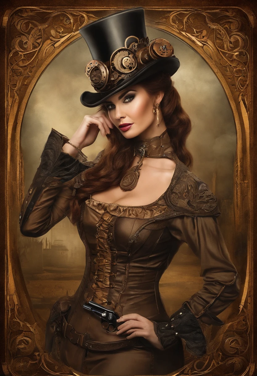There was a man in a steampunk hat,Woman with a gun., steampunk girl, wearing steampunk attire, Teenage inventor steampunk, (steampunc), ( steampunc ), In steampunk style, steampunc, steampunk fiction, steampunk aesthetic, Beautiful steampunk goddess, steampunk beautiful anime woman, steampunc, Fantasia steampunk, estilo de fantasia steampunk, Steampunk art, steampunk digital art, Steampunk clothing